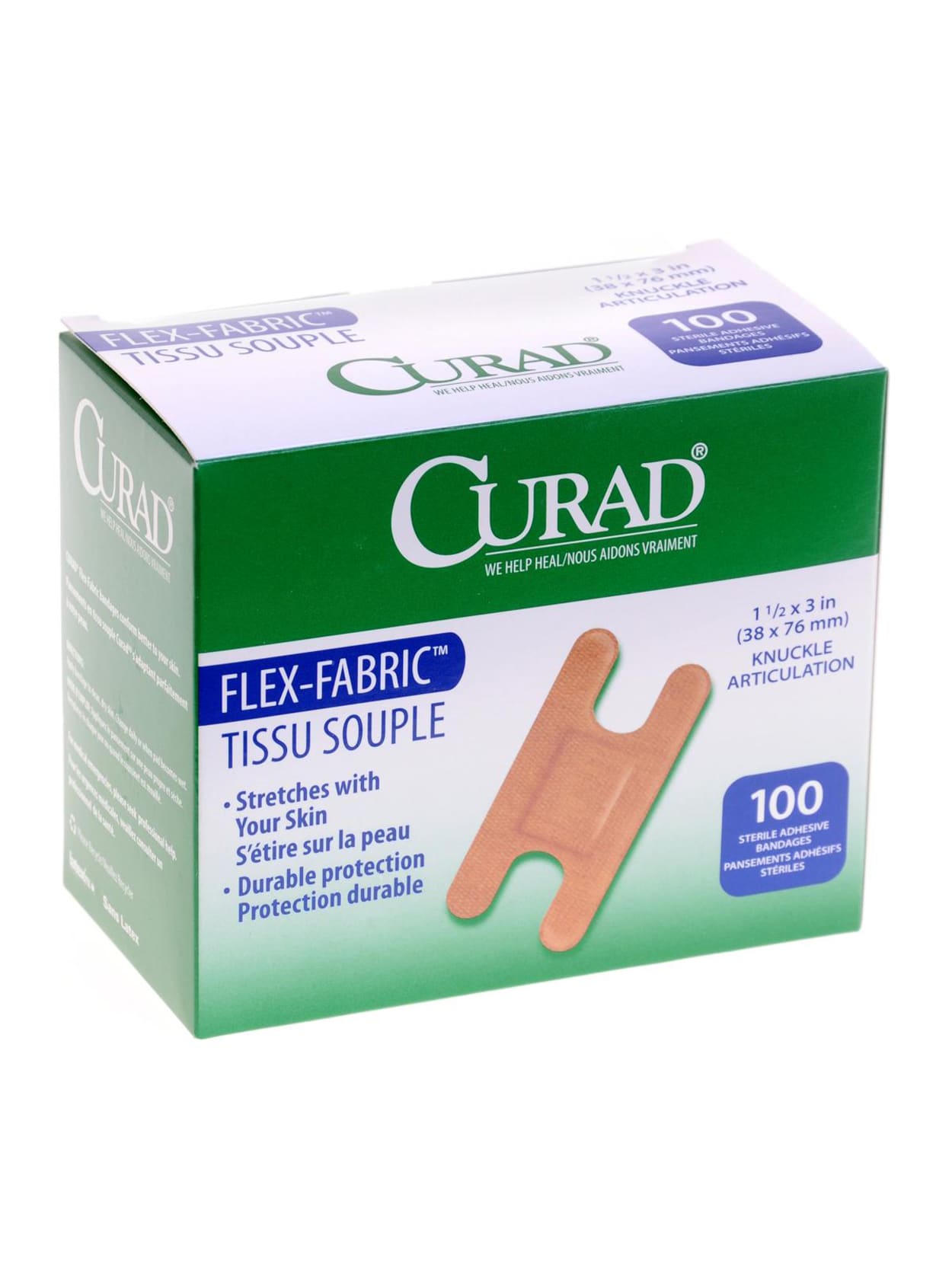 Curad Flex Fabric Adhesive Bandages Knuckle 1 12 X 3 Tan Pack Of 1200 Office Depot