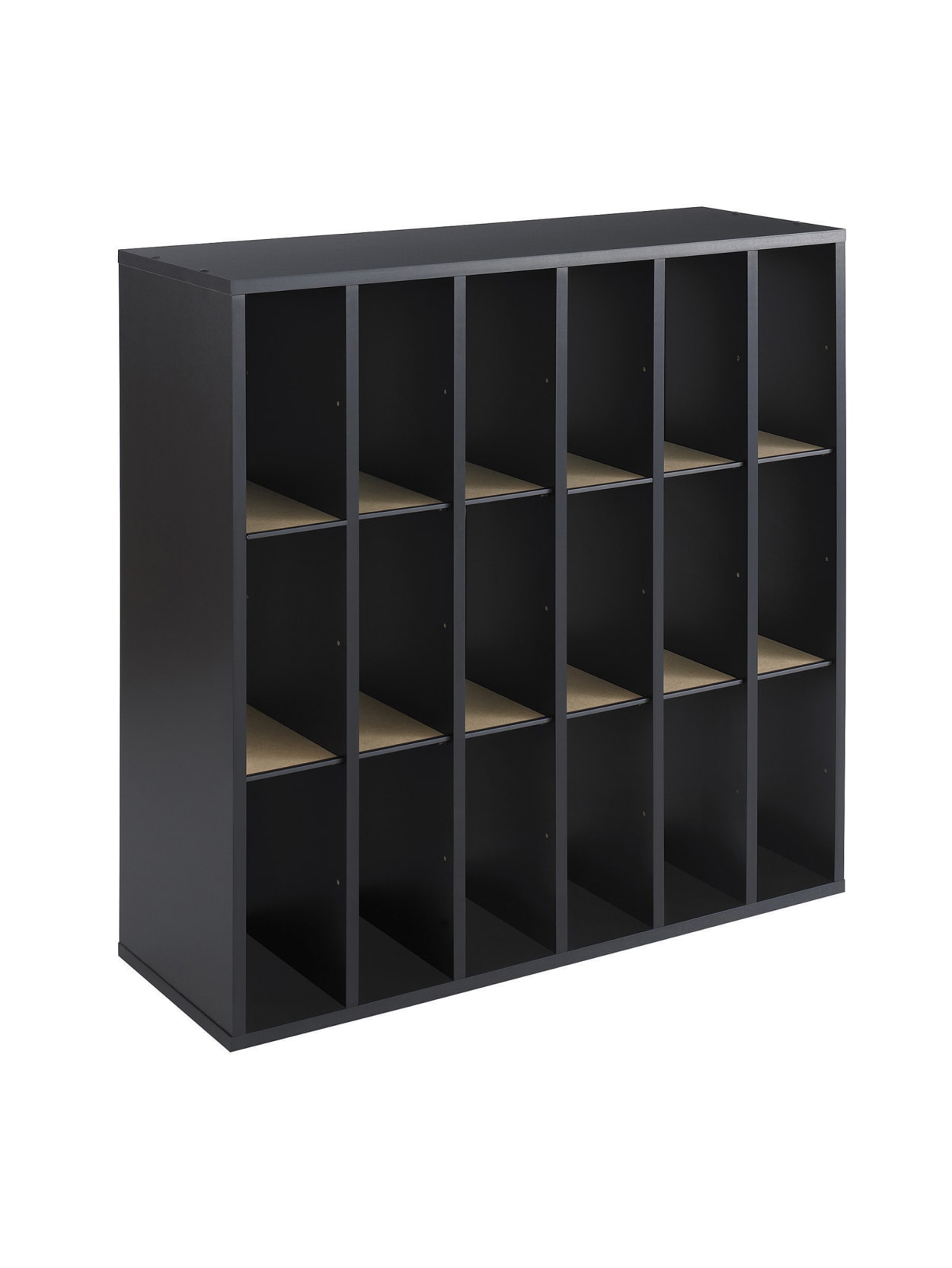 Safco Wood Mail Sorter 18 Compartments 32 34 H X 33 34 W X 12 D Black Office Depot