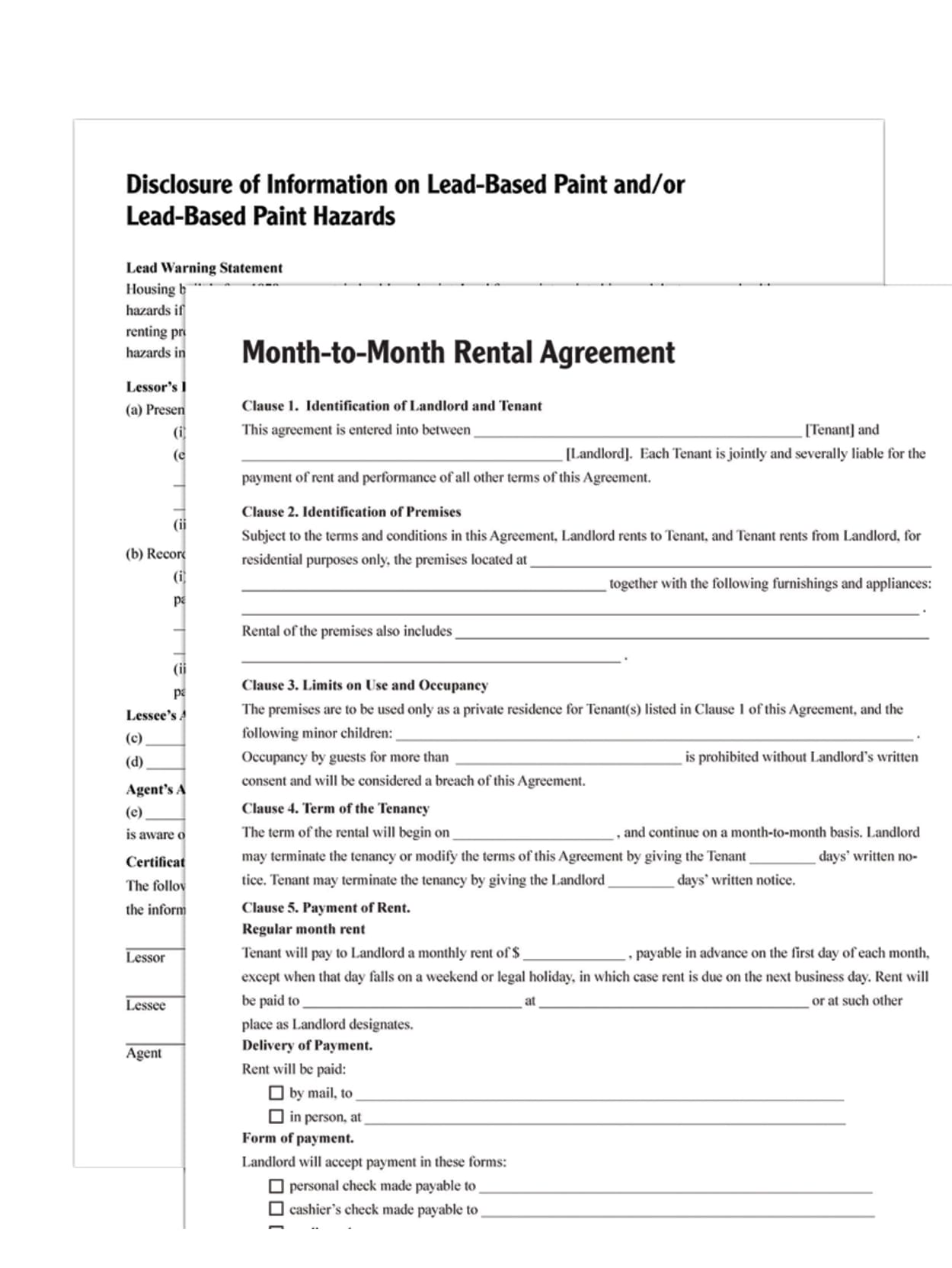Adams Month To Month Rental Agreement Office Depot