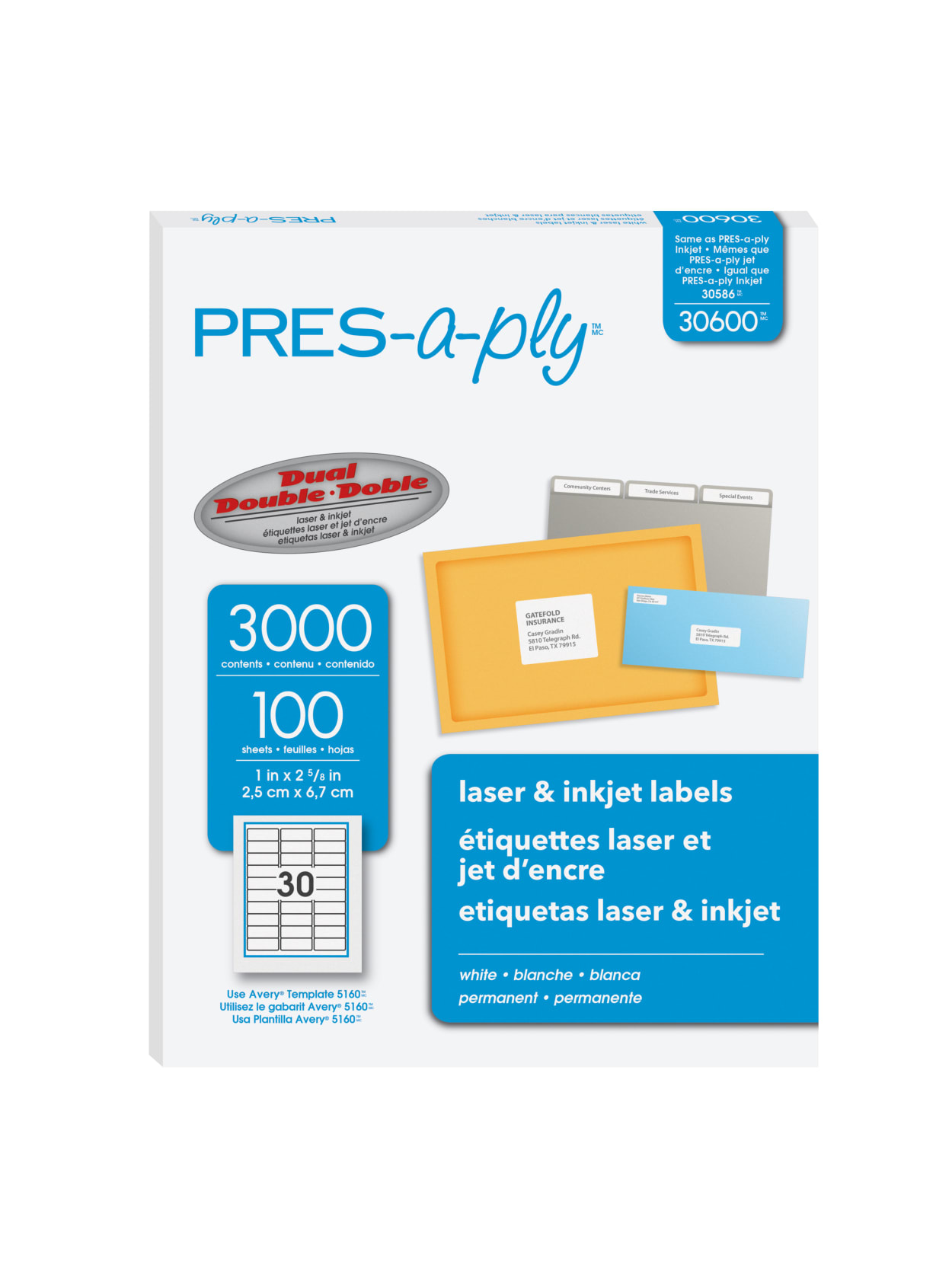 Pres A Ply Labels For Laser And Inkjet Printers 30600 Permanent Adhesive 1 W X 2 58 L Rectangle White Box Of 3000 Office Depot