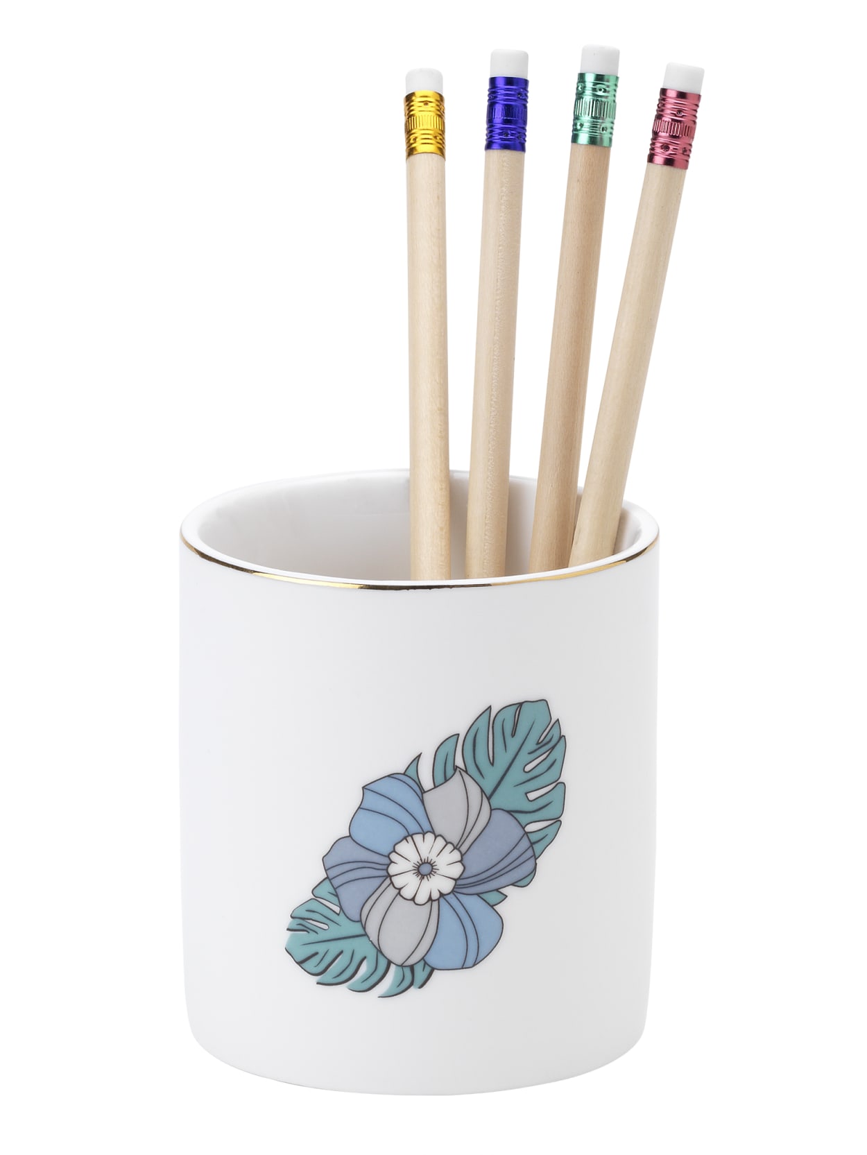 Office Depot Ceramic Floral Pencil Cup White Office Depot