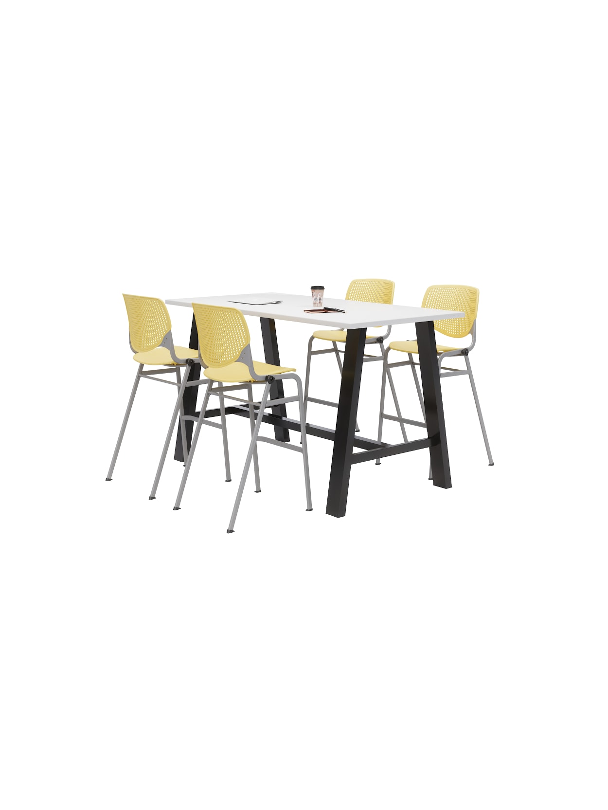 kitchen bistro table sets on Kfi Midtown Table Wchairs Whiteyellow Office Depot
