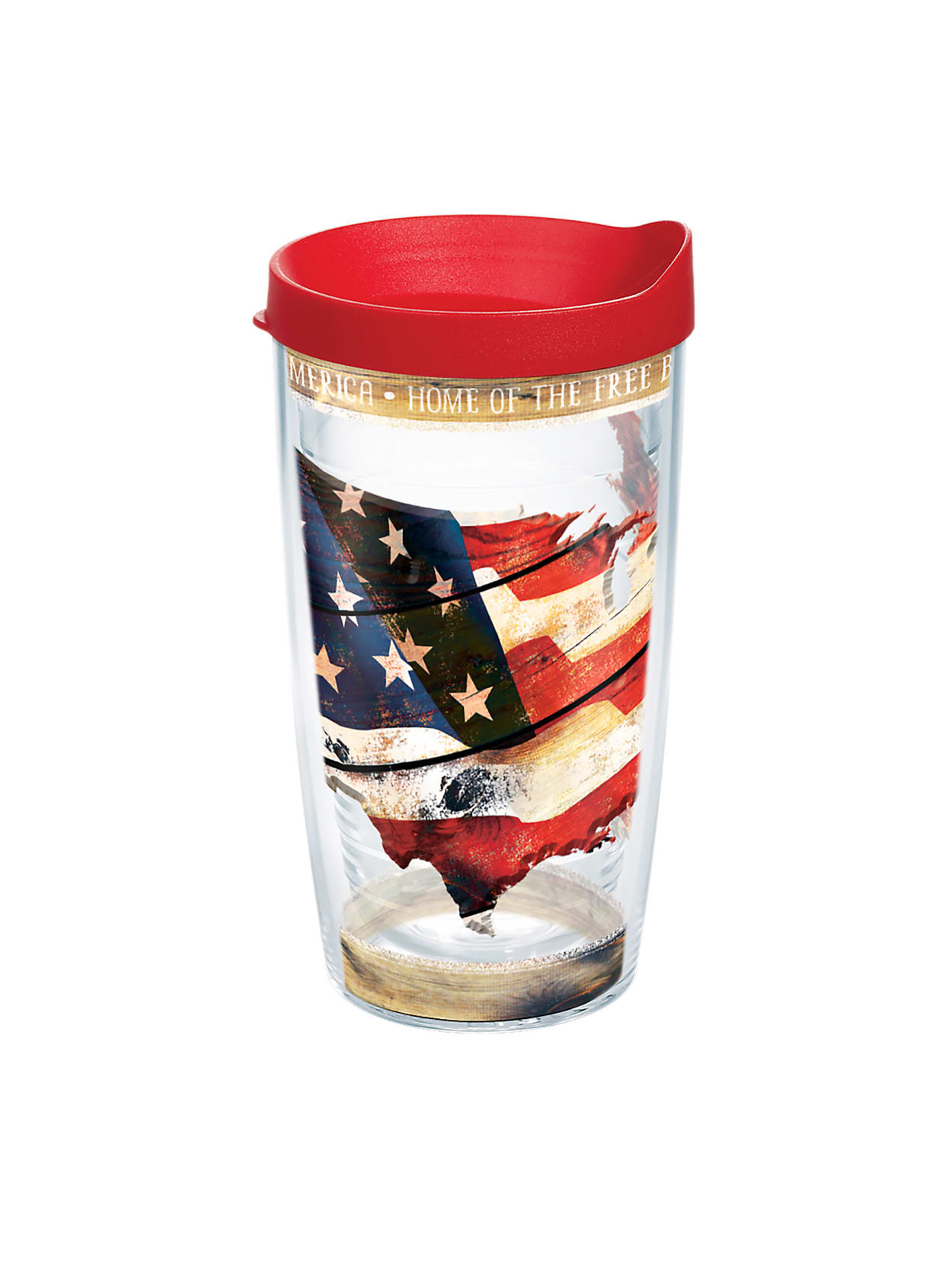 Tervis Woodgrain American Flag Tumbler With Lid 16 Oz Clear Office Depot