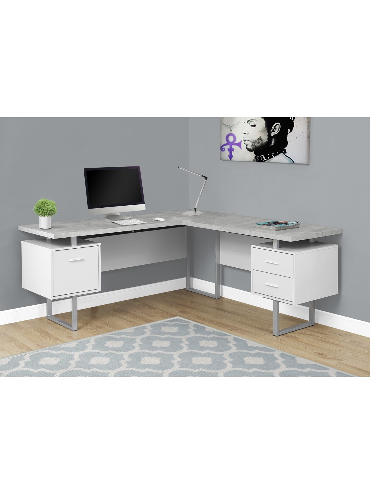 Monarch Specialties Corner Desk Graywhite Office Depot An ideal work station or vanity, the corner desk serves a variety of functions. monarch specialties