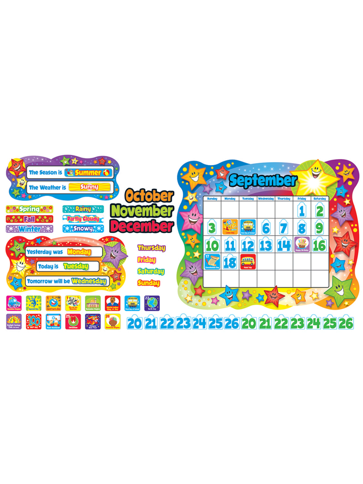 Trend Bulletin Board Set Star Calendar Office Depot