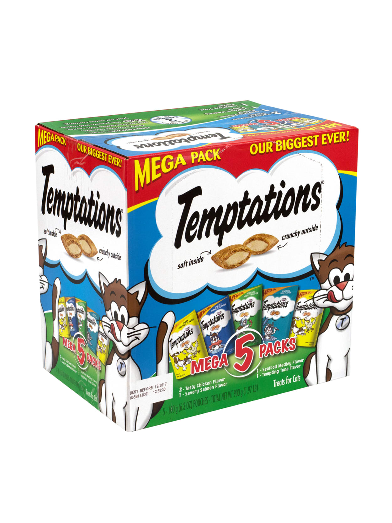 Temptations Cat Treats Mega Variety Packs 6 3 Oz Box Of 5 Packs