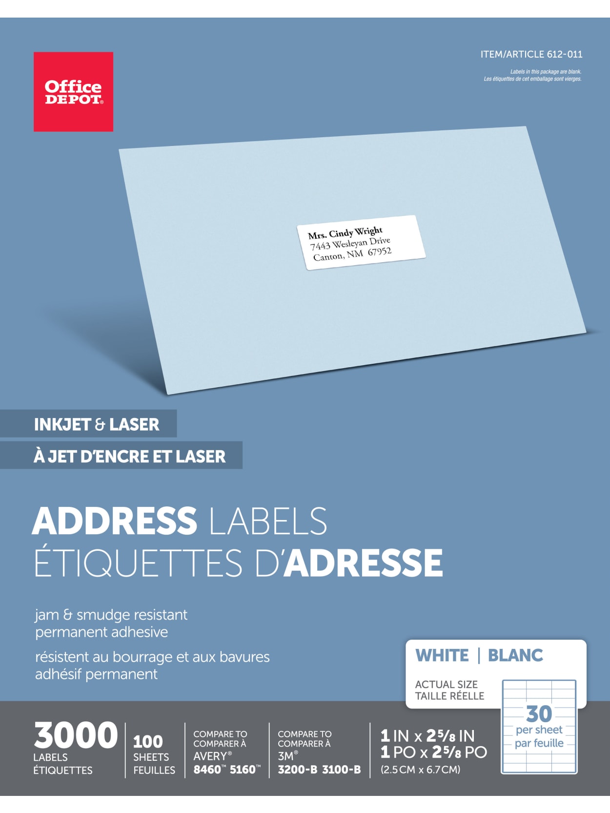 Office Depot White Address Labels 3000 Pk Office Depot