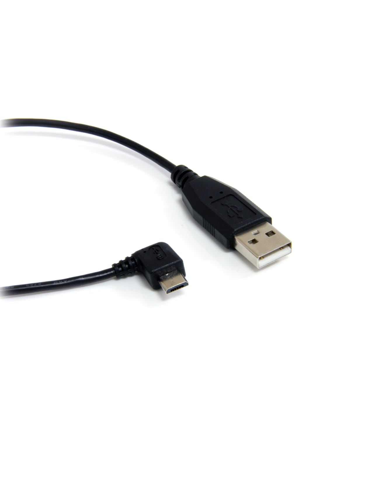 Startech Com 1 Ft Micro Usb Cable A To Right Angle Micro B Type A Male Usb Micro Type B Male Usb 1ft Black Office Depot