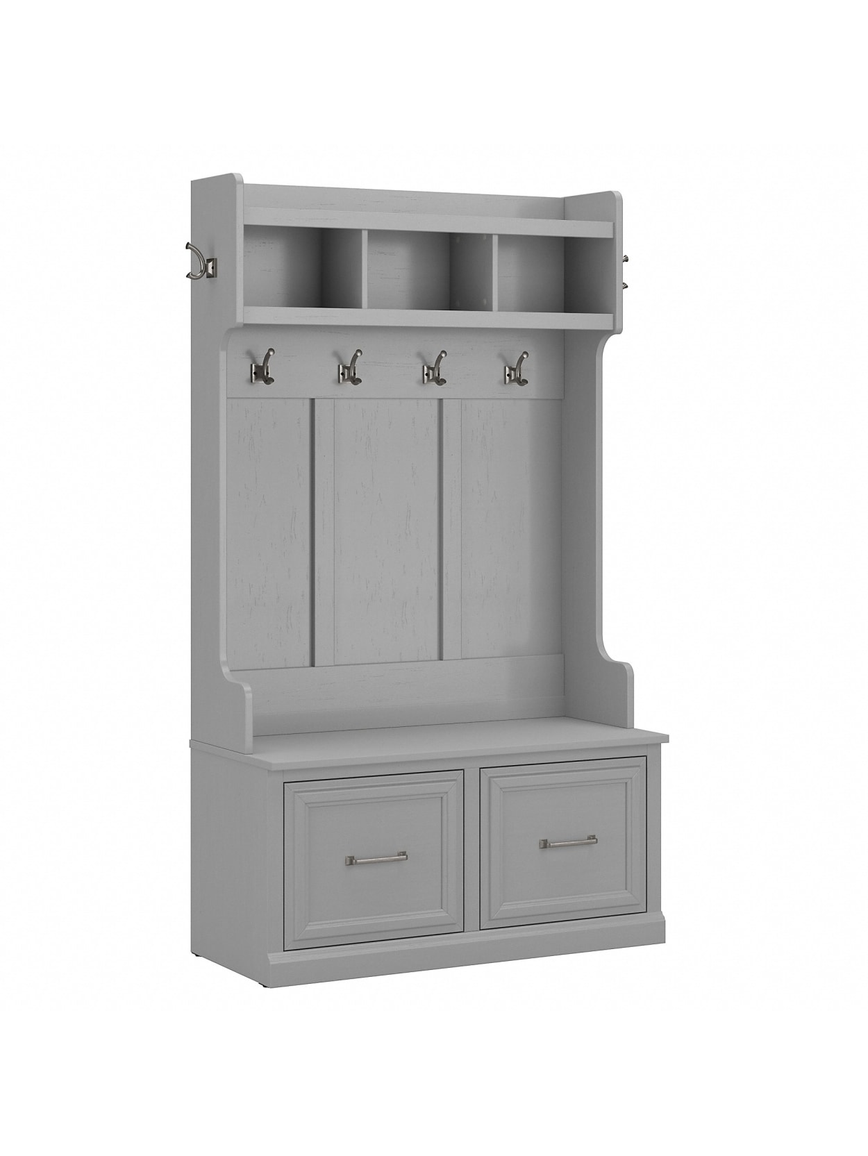 vertical shoe storage cabinet on Kathy Ireland Home By Bush Furniture Woodland 40 W Hall Tree And Shoe Storage Bench With Doors Cape Cod Gray Standard Delivery Office Depot