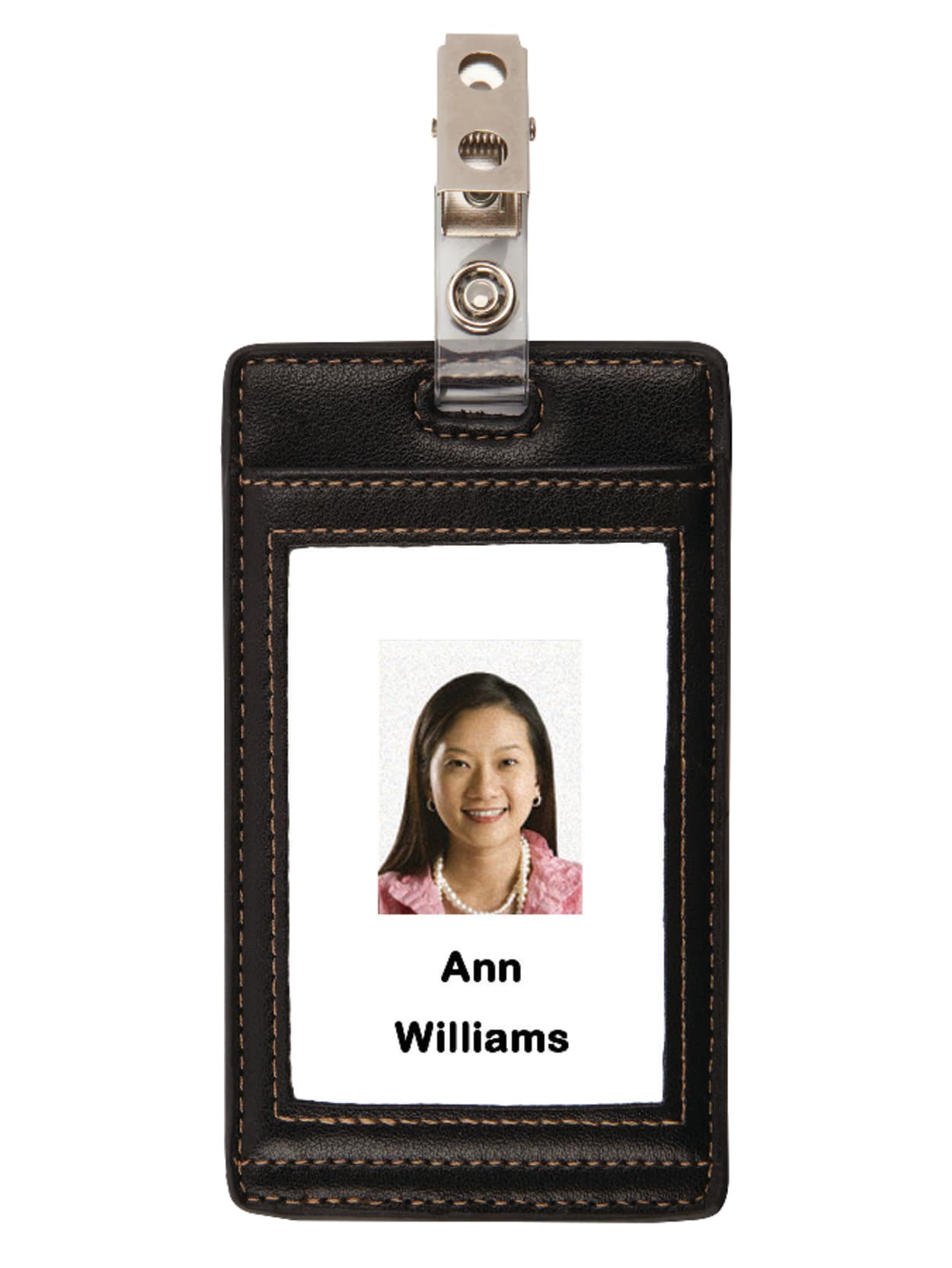 Office Depot Brand Faux Leather Id Badge Holder Vertical Blacktan Office Depot