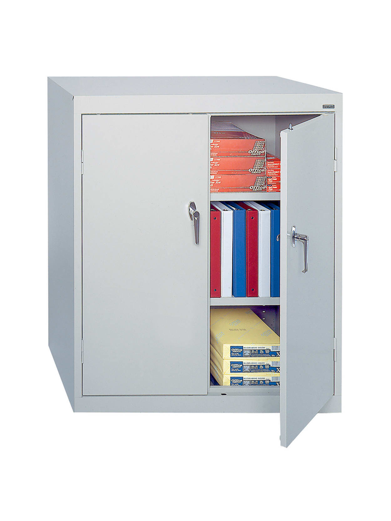 Sandusky 42 Steel Storage Cabinet With 2 Adjustable Shelves 42 H X 36 W X 18 D Dove Gray Office Depot