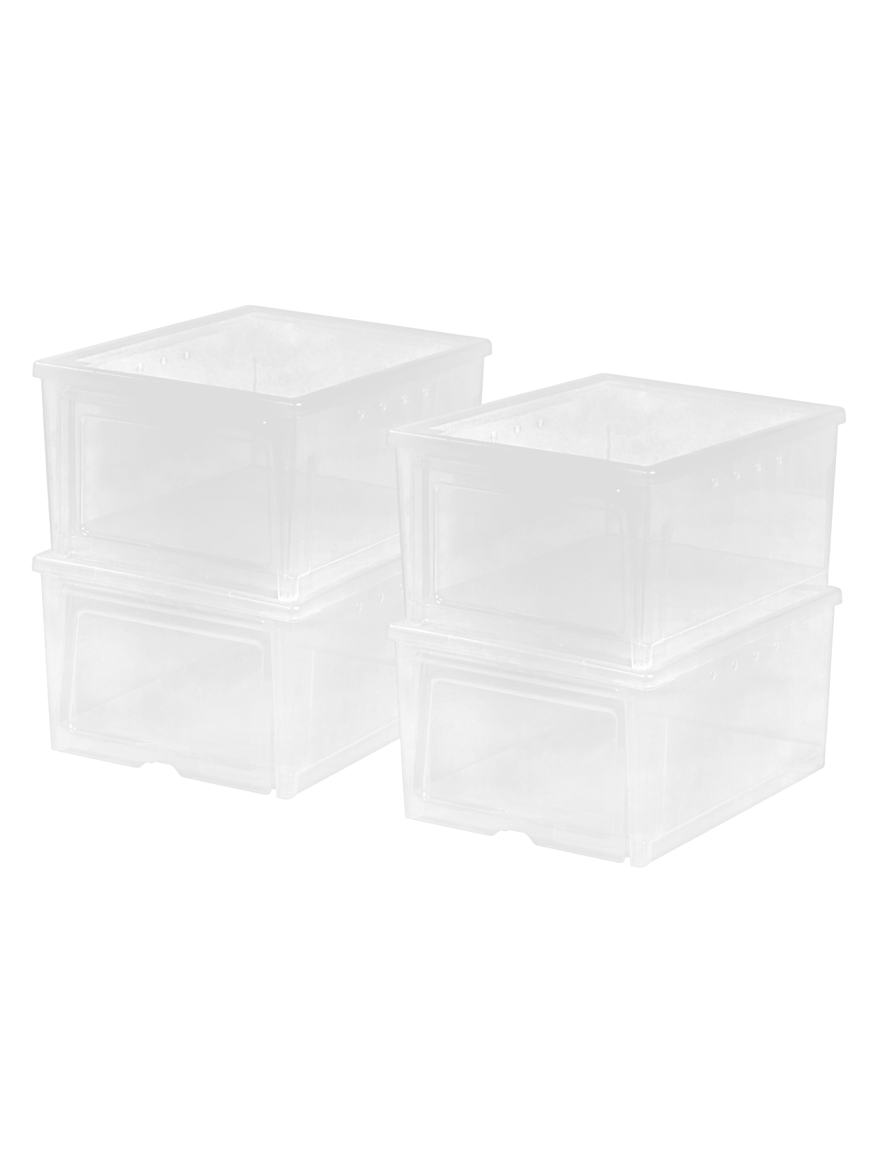 clear shoe box drawers on Iris Mens Easy Access Shoe Boxes 4 Pk Office Depot