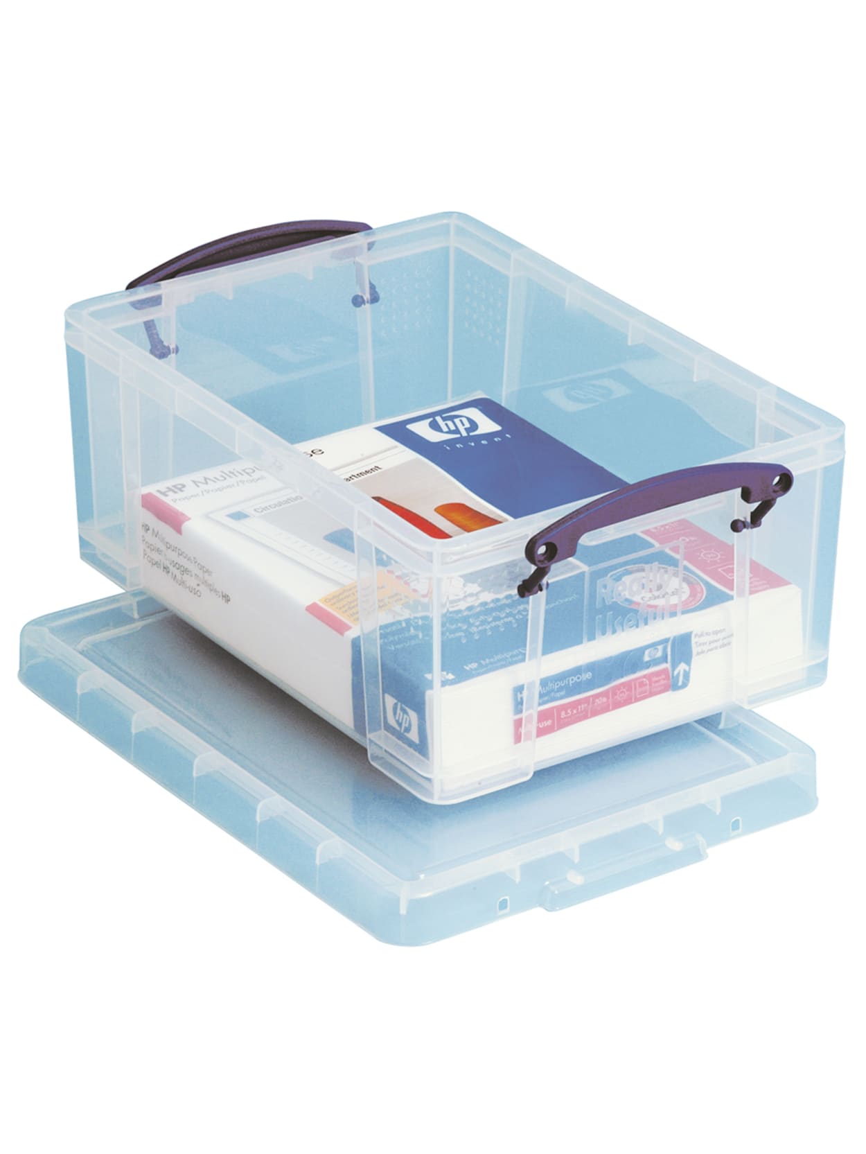 Really Useful Box Plastic Storage Container With Built In Handles And Snap Lid 9 Liters 10 14 X 14 12 X 6 14 Clear Office Depot