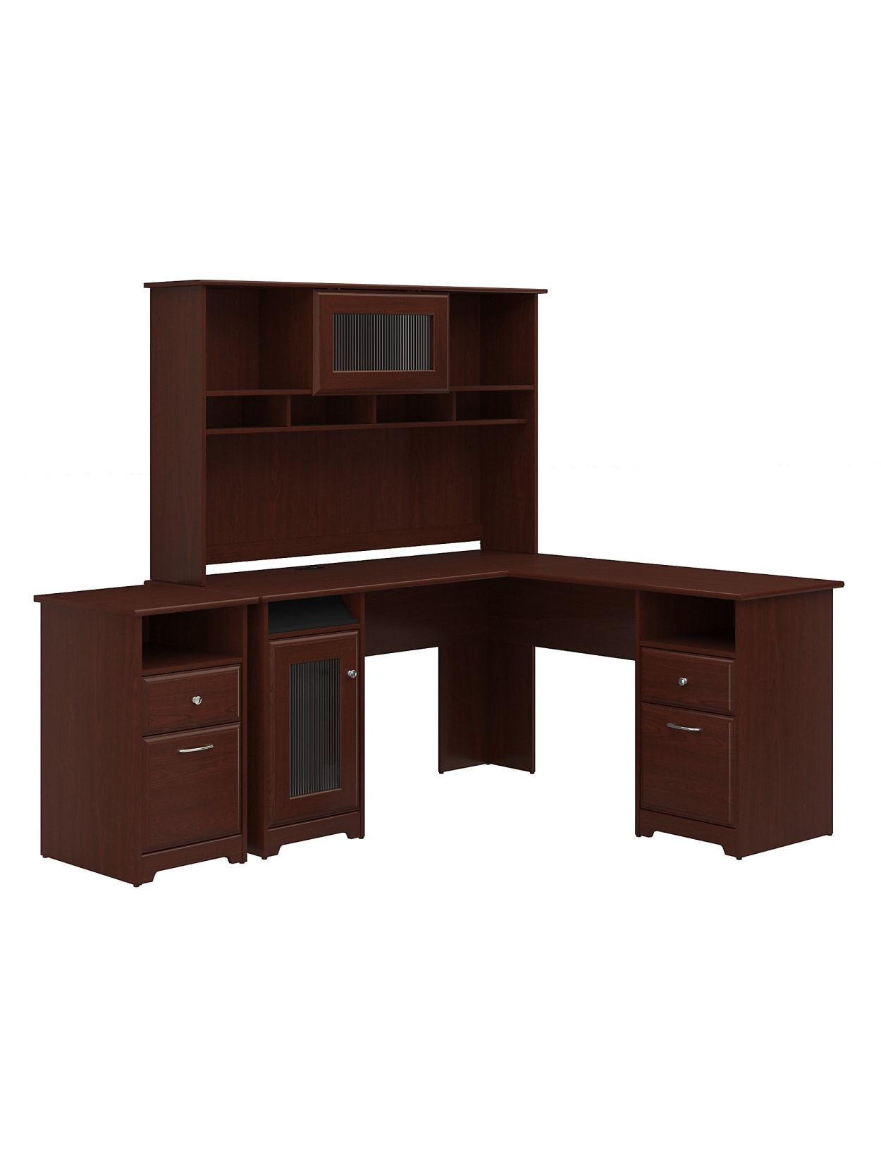 Bush L Deskhutchcabinet Harvest Cherry Office Depot