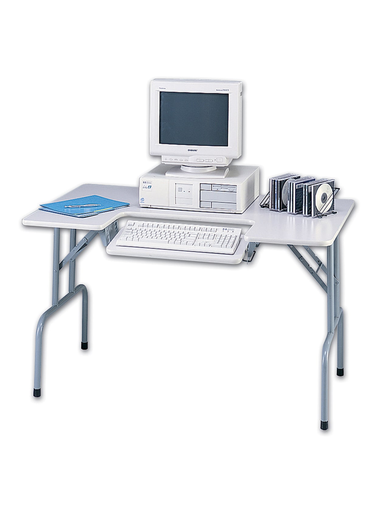 Safco Folding Computer Table Light Gray Office Depot