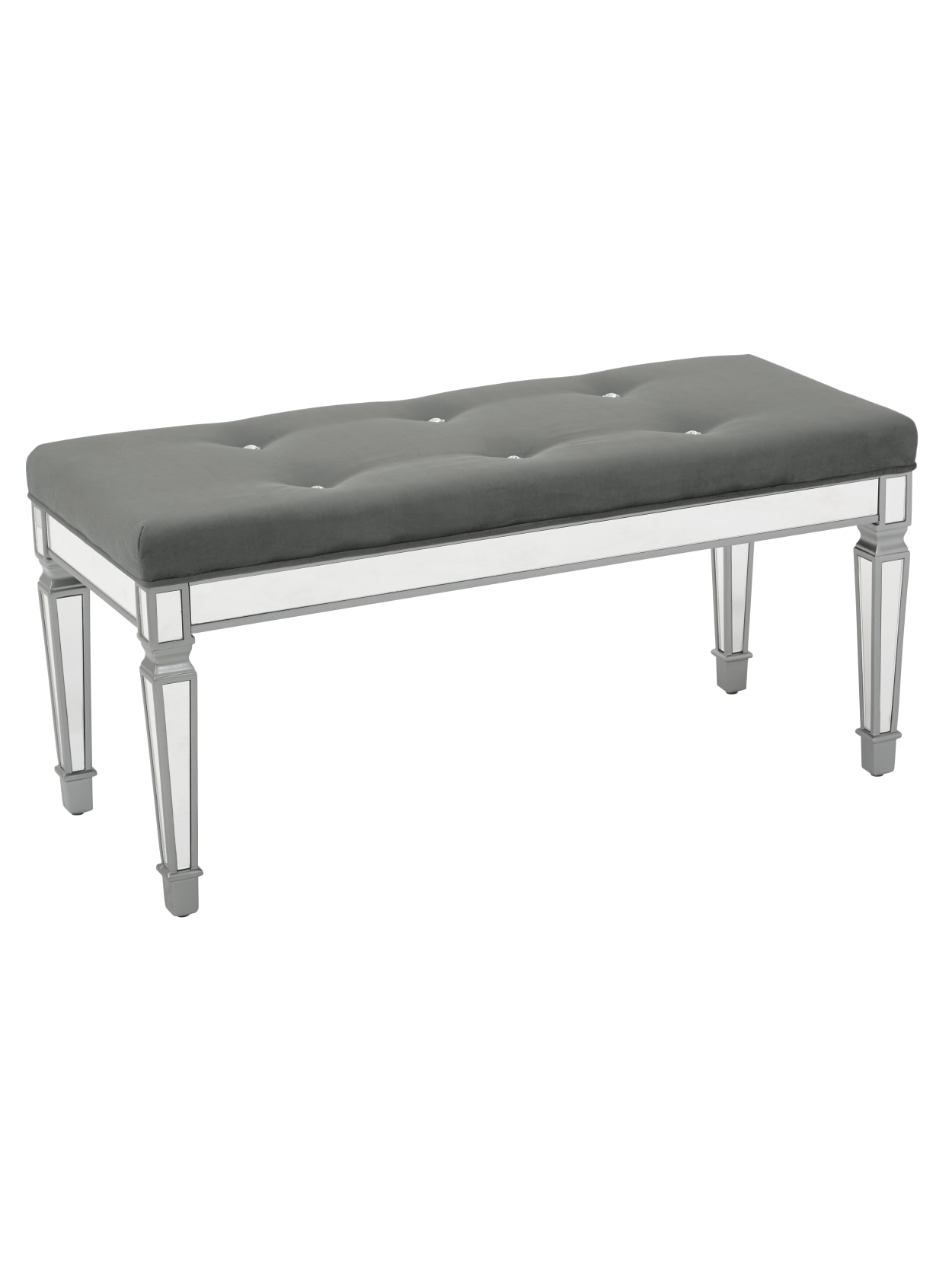 Ave Six Reflections Mirrored Framed Bench Graphitesilver Office