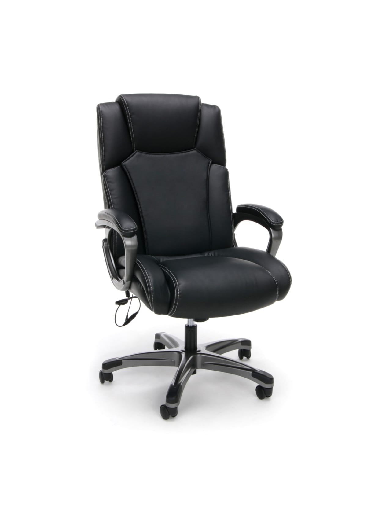 Essentials By Ofm Bonded Leather Shiatsu Heated Massage High Back Chair Black Office Depot