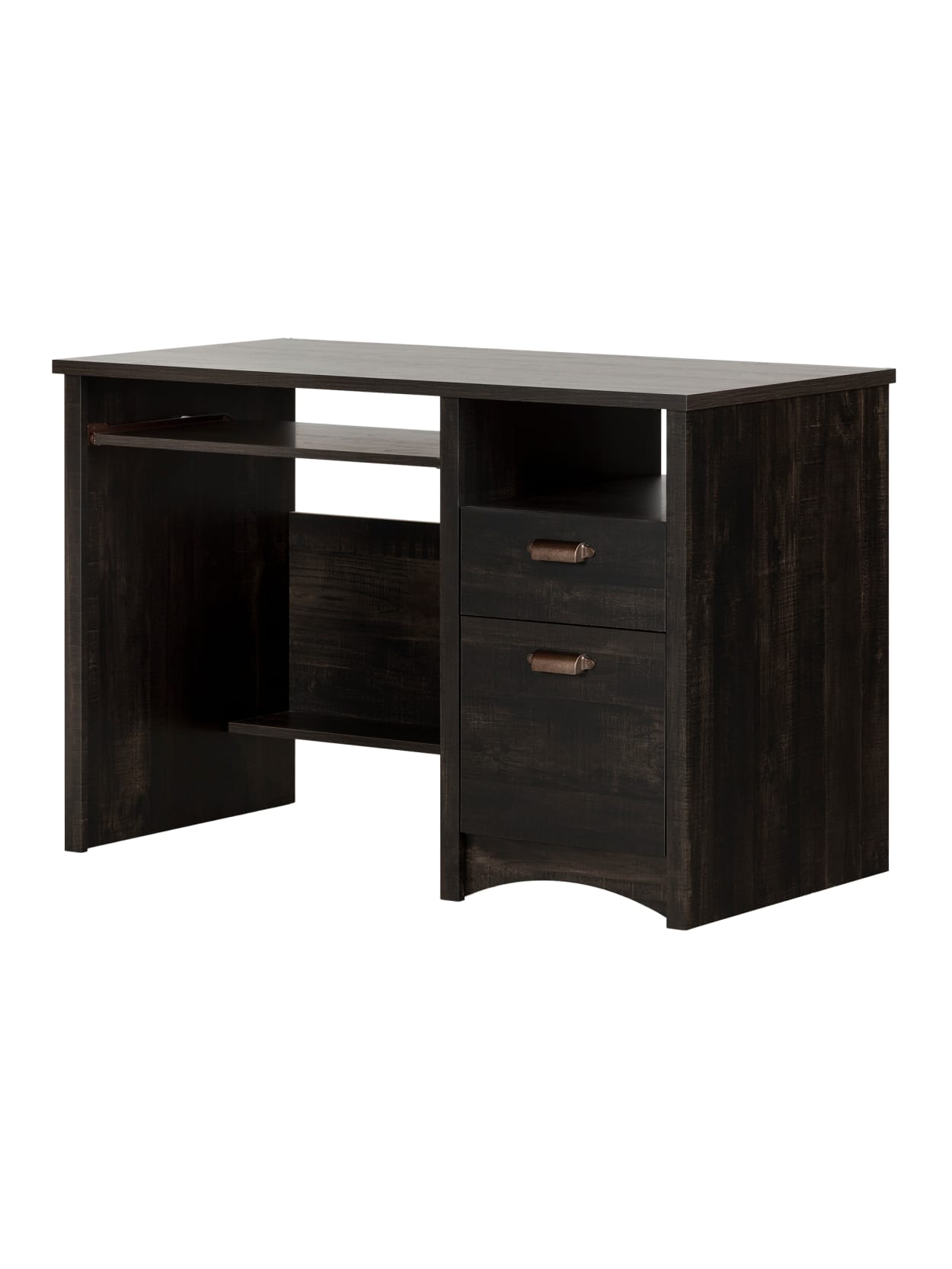 South Shore Gascony 46 W Computer Desk With Keyboard Tray Rubbed Black Office Depot