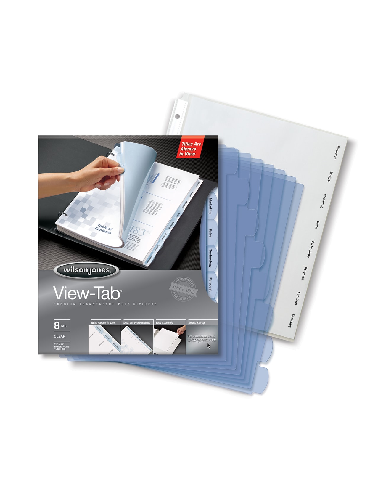 Wilson Jones View Tab Transparent Dividers 8 Tab Clear Office Depot