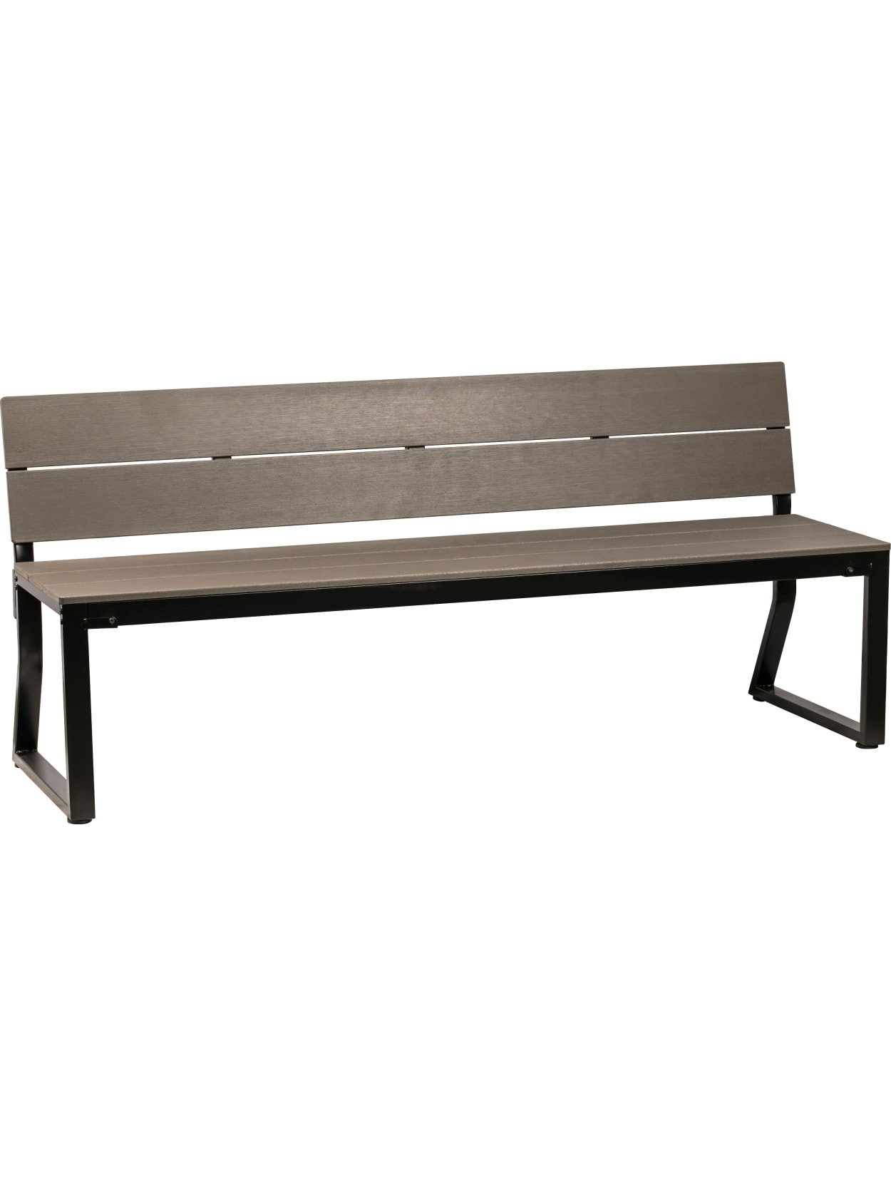 Lorell Faux Wood Outdoor Bench With Backrest Charcoalblack