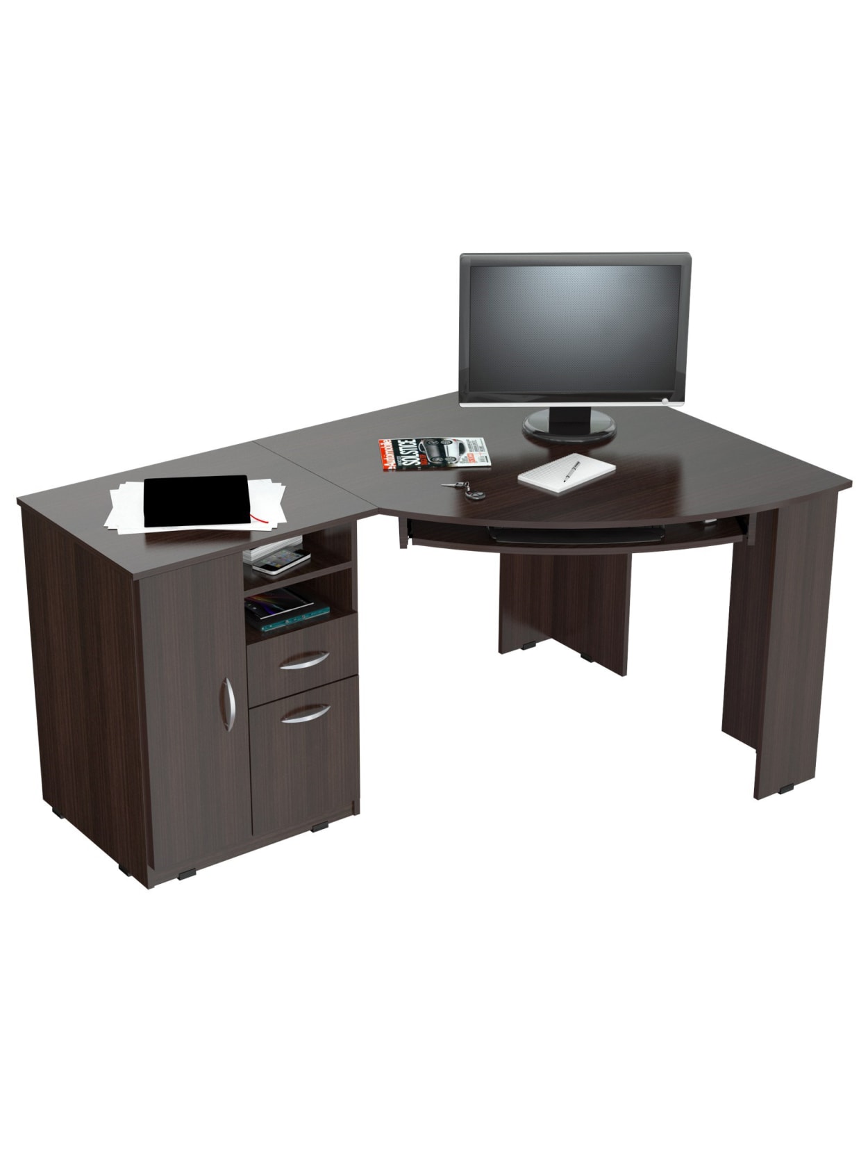 Inval Corner Computer Desk Espresso Wengue Office Depot