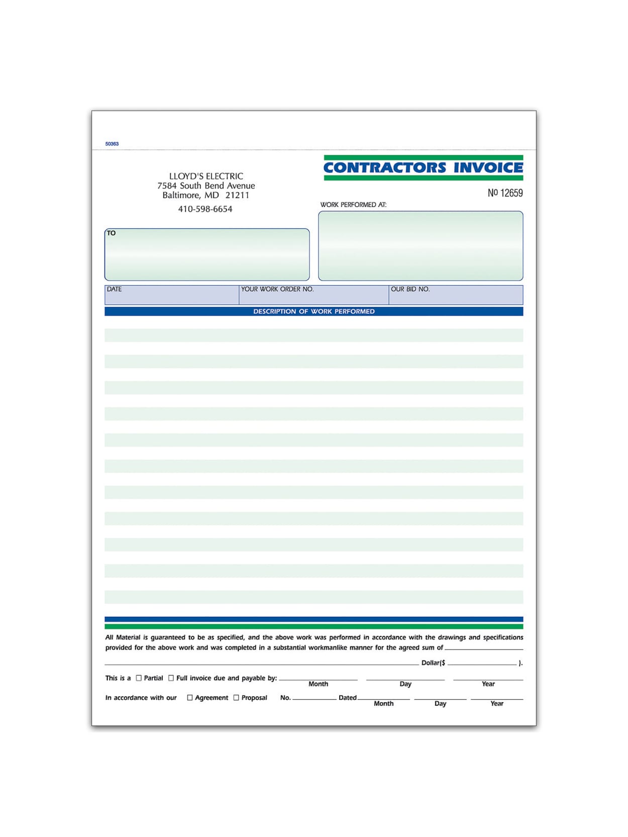 Custom Carbonless Business Forms Pre Formatted Contractors Invoice Forms Ruled 8 12 X 11 3 Part Box Of 250 Office Depot