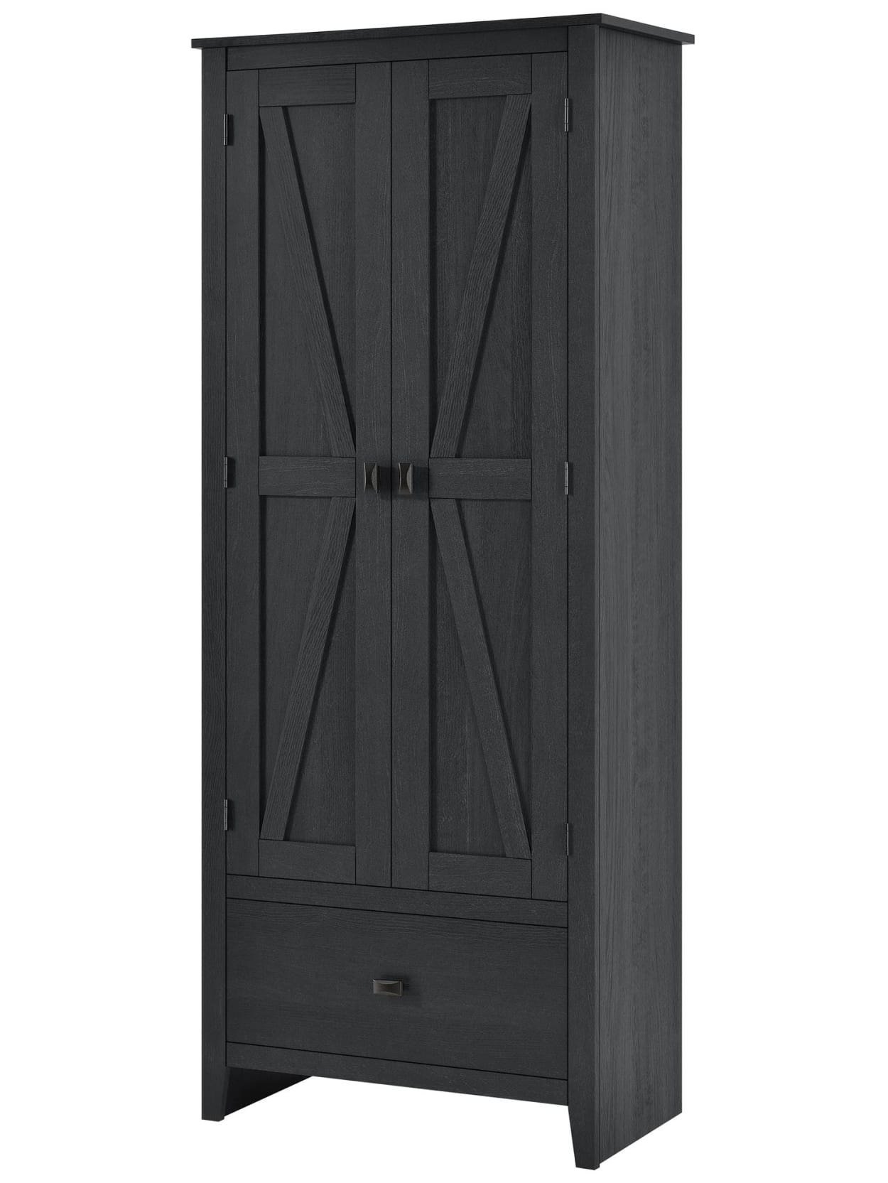 Ameriwood Home Farmington 30 Wide Storage Cabinet 4 Shelves1 Drawer Black Oak Office Depot