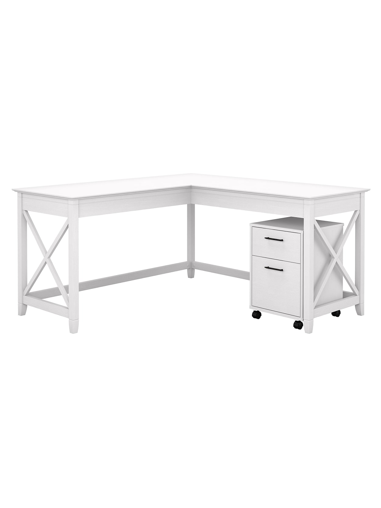 Bush Key West L Deskfile Pure White Oak Office Depot