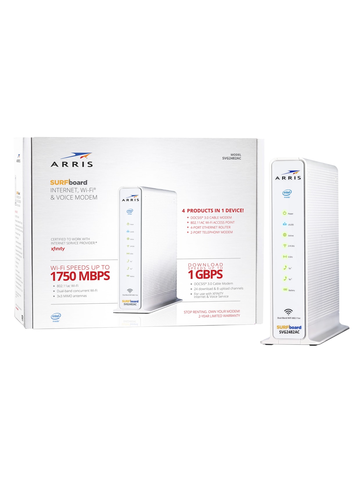 Arris Surfboard Svg2482 Ac Wi Fi Cable Modem 1000425 Office Depot