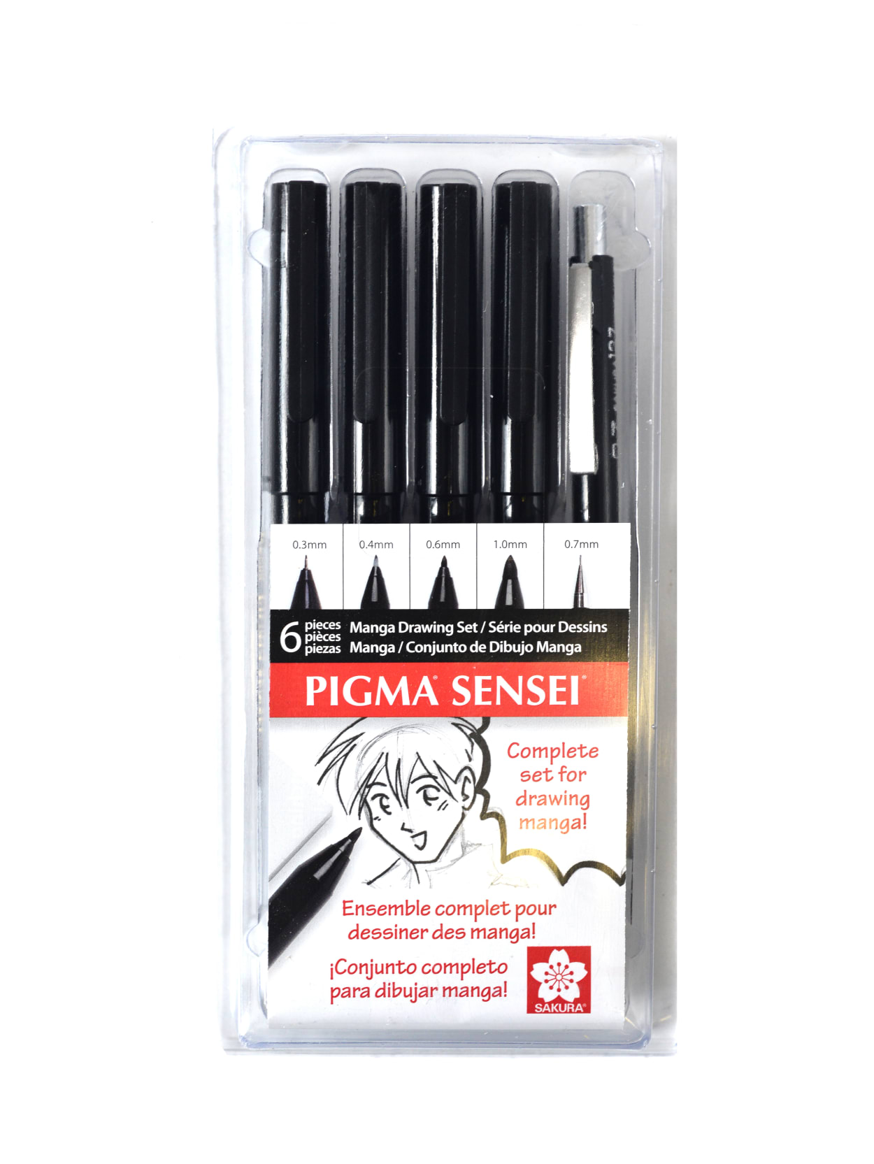 Sakura Pigma Sensei Manga Drawing Kit 6 Piece Set Black Ink Pack