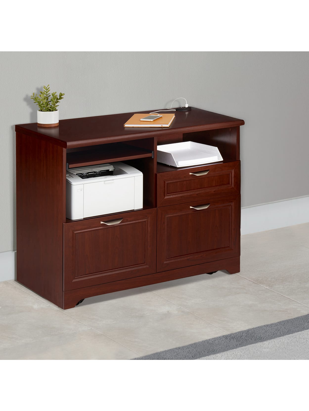 Realspace Magellan Tech Station 2 0 Cherry Office Depot