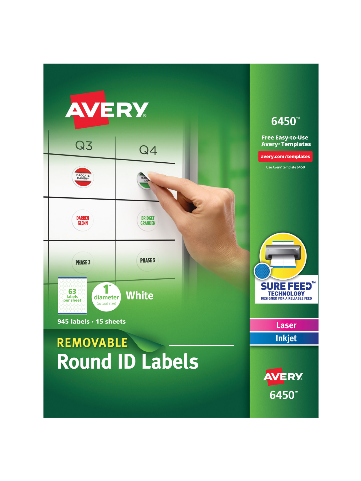 Avery Removable Round Multipurpose Labels 6450 1 Diameter White