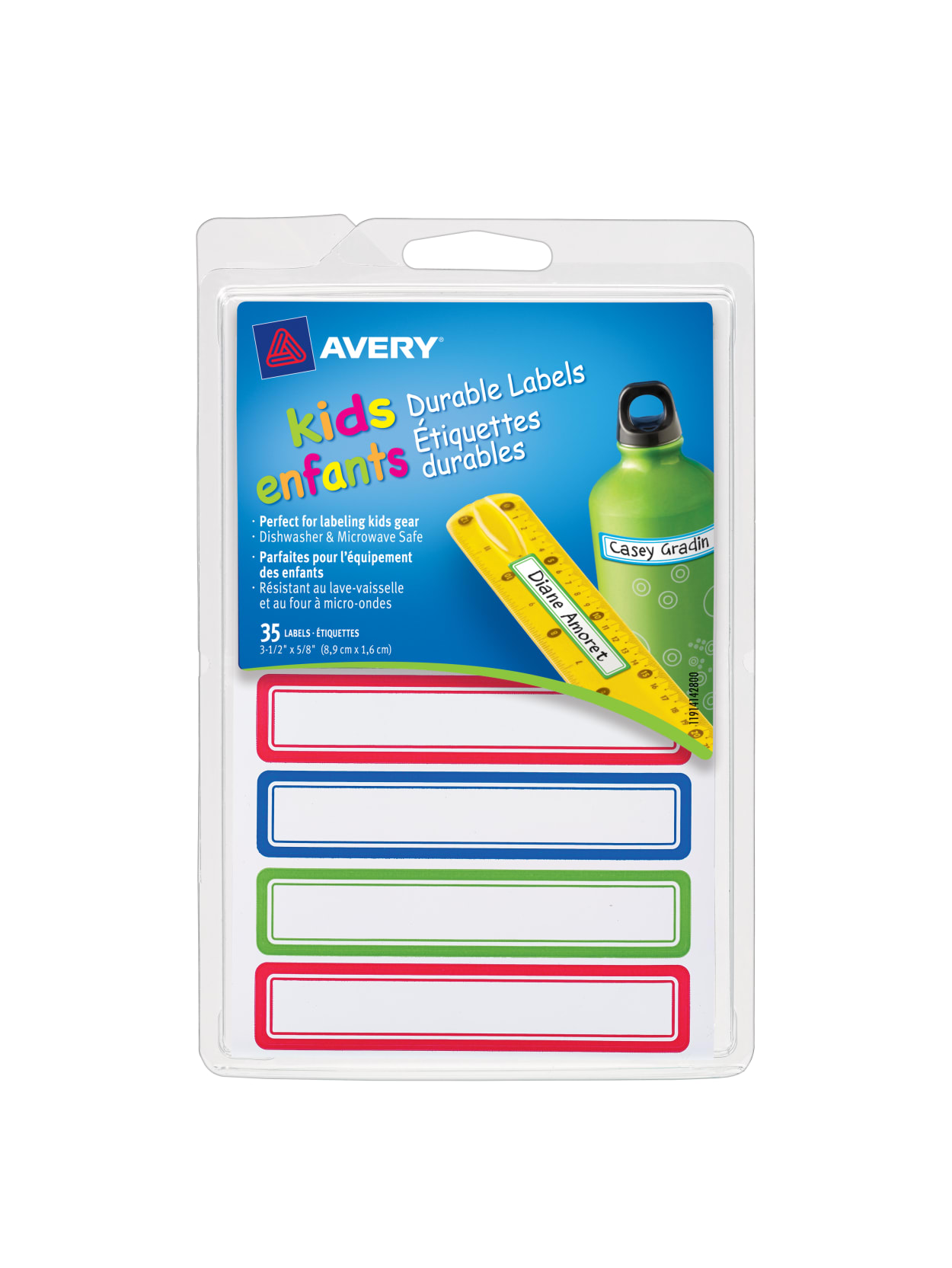 Avery Permanent Waterproof Labels For Kids Gear 41428 3 12 X 58 Assorted Pack Of 35 Office Depot