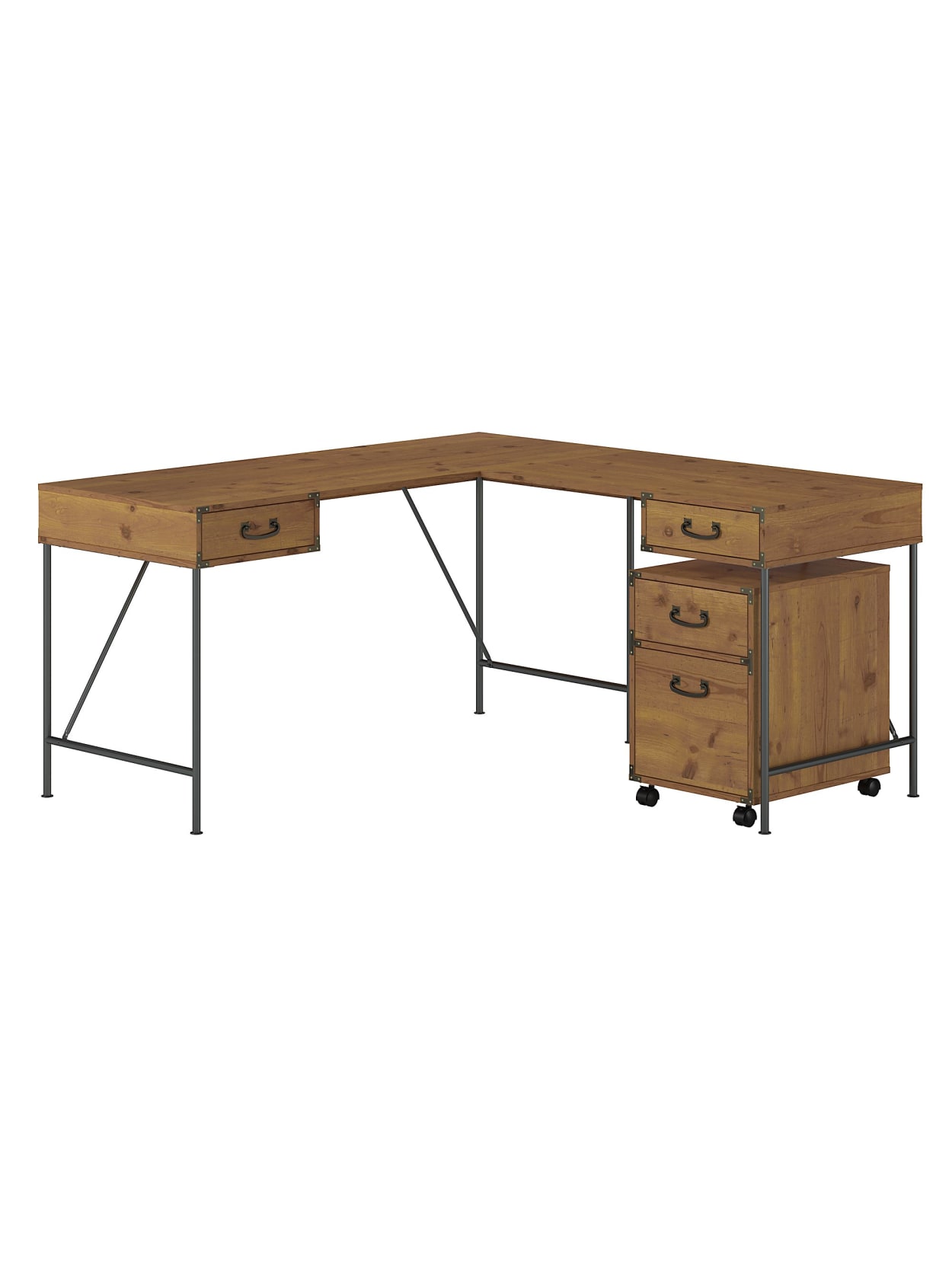 Kathy Ireland Home Ironworks L Desk Pine Office Depot