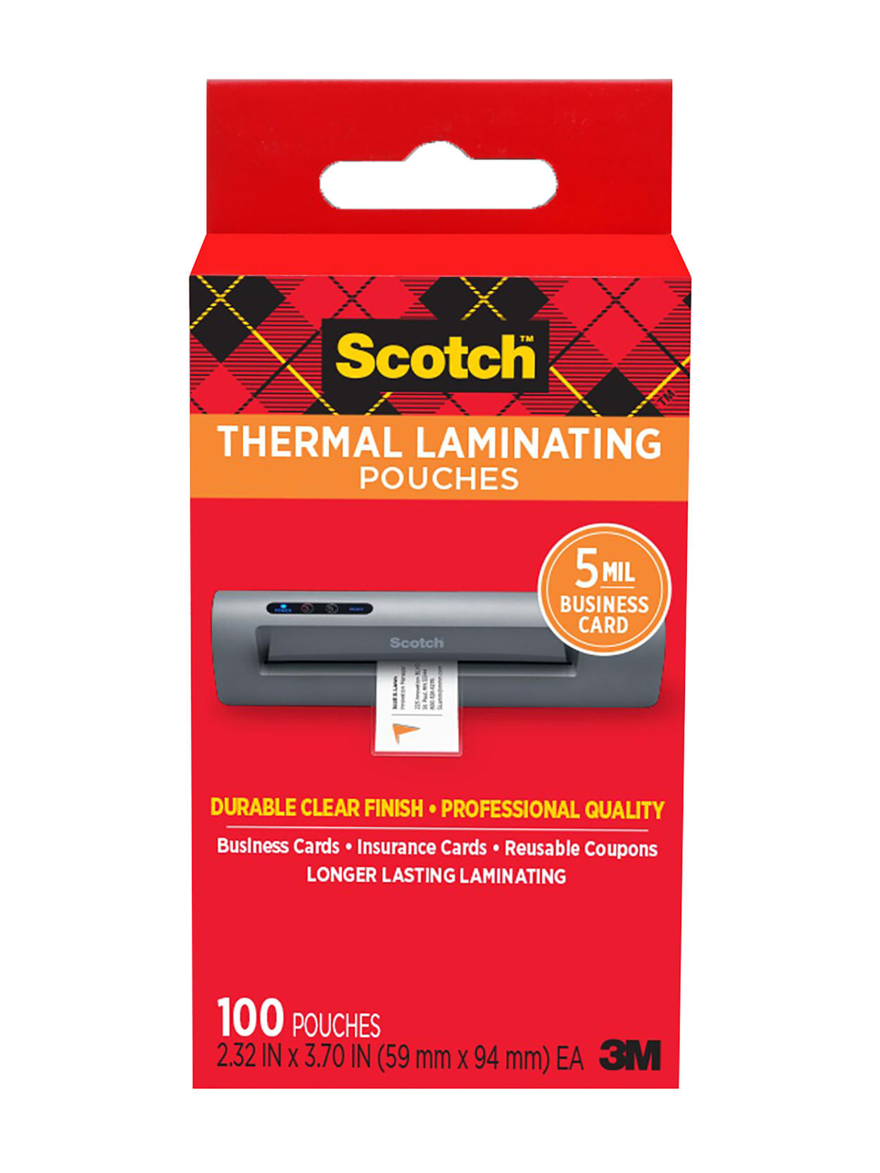 Scotch Thermal Laminating Pouches For Business Cards 2 516 X 3 710 Pack Of 100 Sheets Tp5851 100 Office Depot