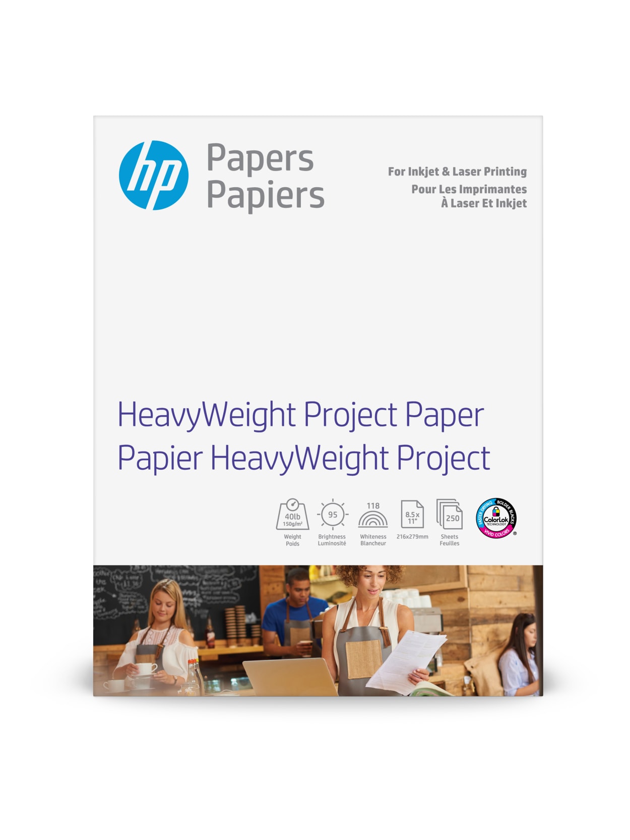 Hp Heavyweight Project Paper Letter Size 8 12 X 11 95 Brightness 40 Lb 250 Sheets Z4r14a Office Depot
