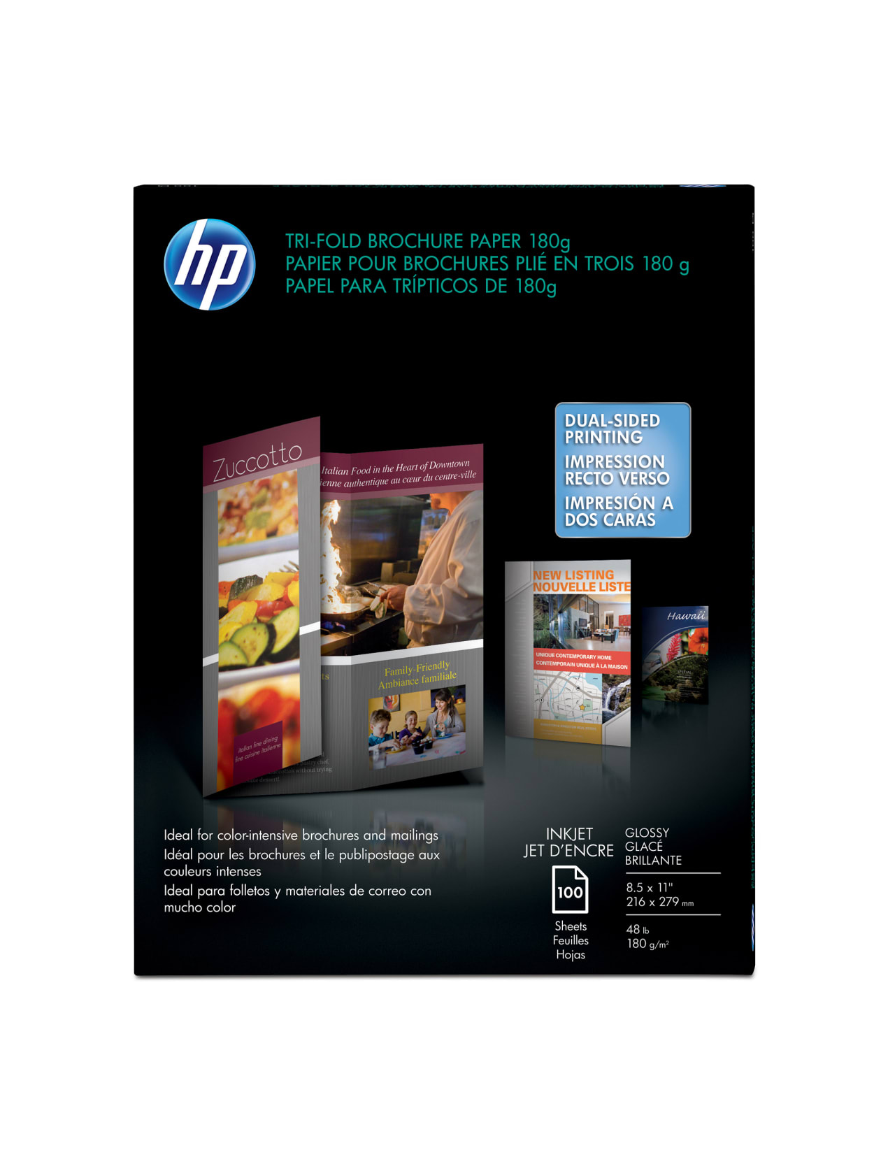Hp Professional Brochure Paper Tri Fold Glossy Letter Size 8 12 X 11 48 Lb Pack Of 100 Sheets Office Depot