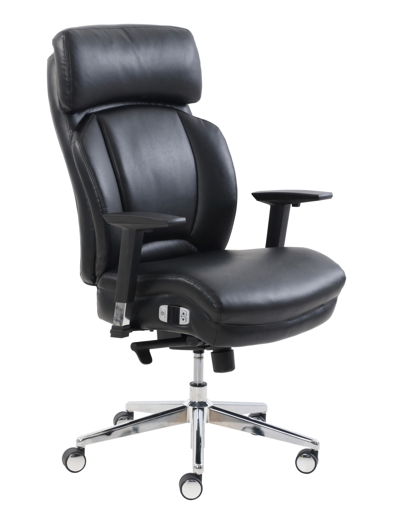 Lorell Lumbar Support Bonded Leather High Back Chair Black Office Depot