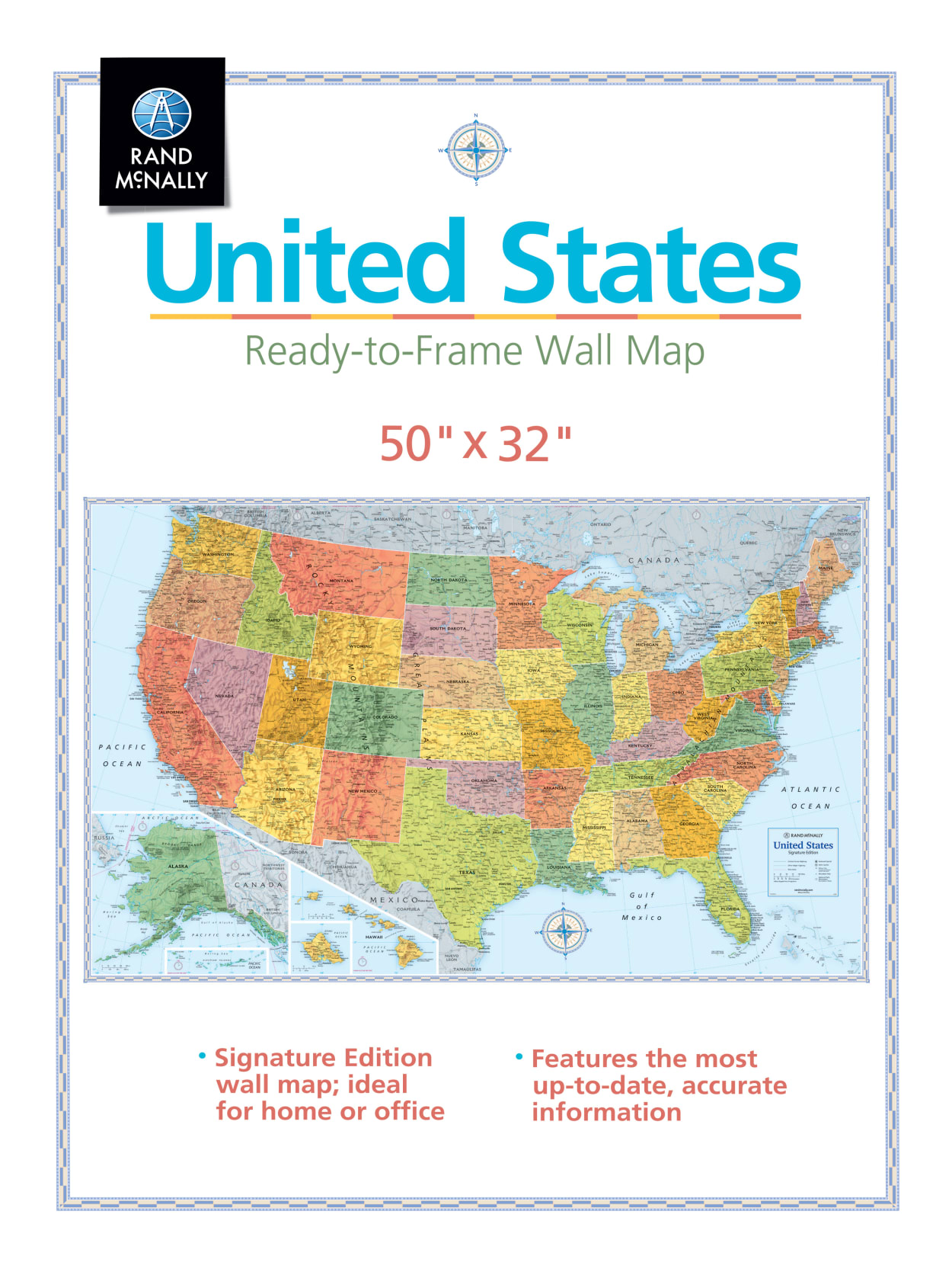 Rand Mcnally Signature United States Wall Map Office Depot