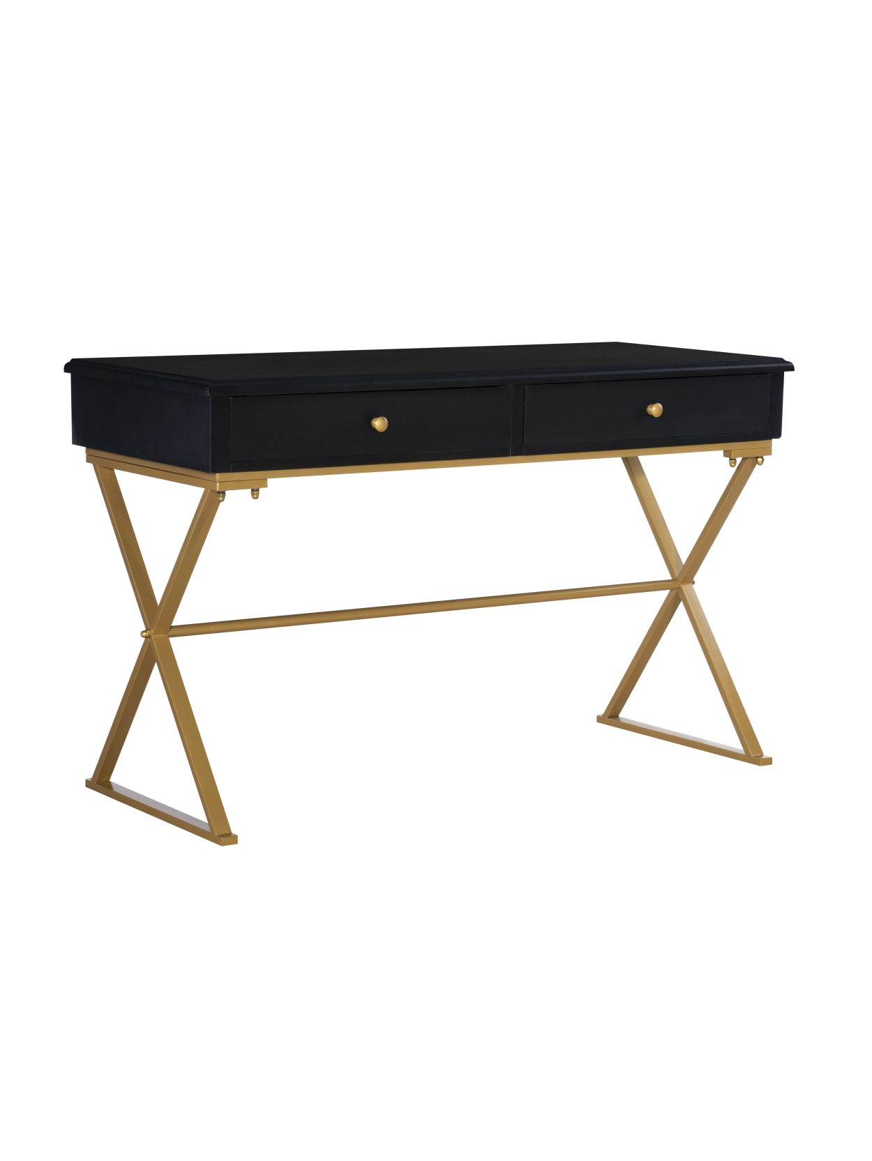 Linon Amy 48 W Campaign Desk Blackgold Office Depot