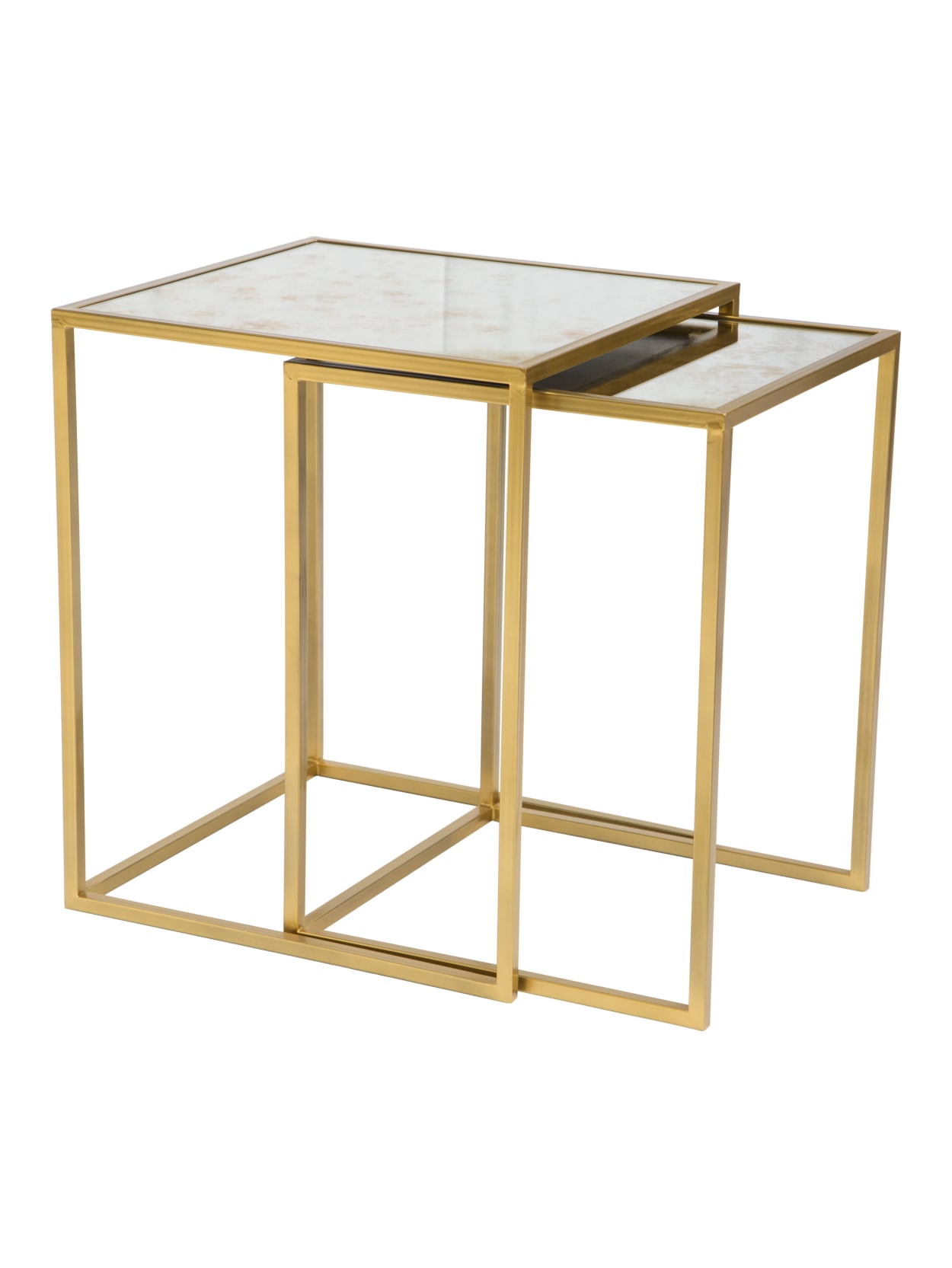 Zuo Modern Calais Nesting Tables Square Mirrored Glassbrass Set Of