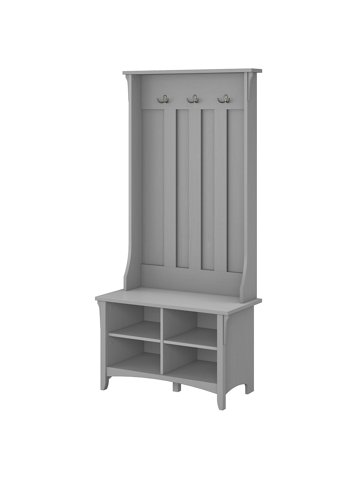 Bush Furniture Salinas Hall Tree With Storage Bench Cape Cod Gray Standard Delivery Office Depot