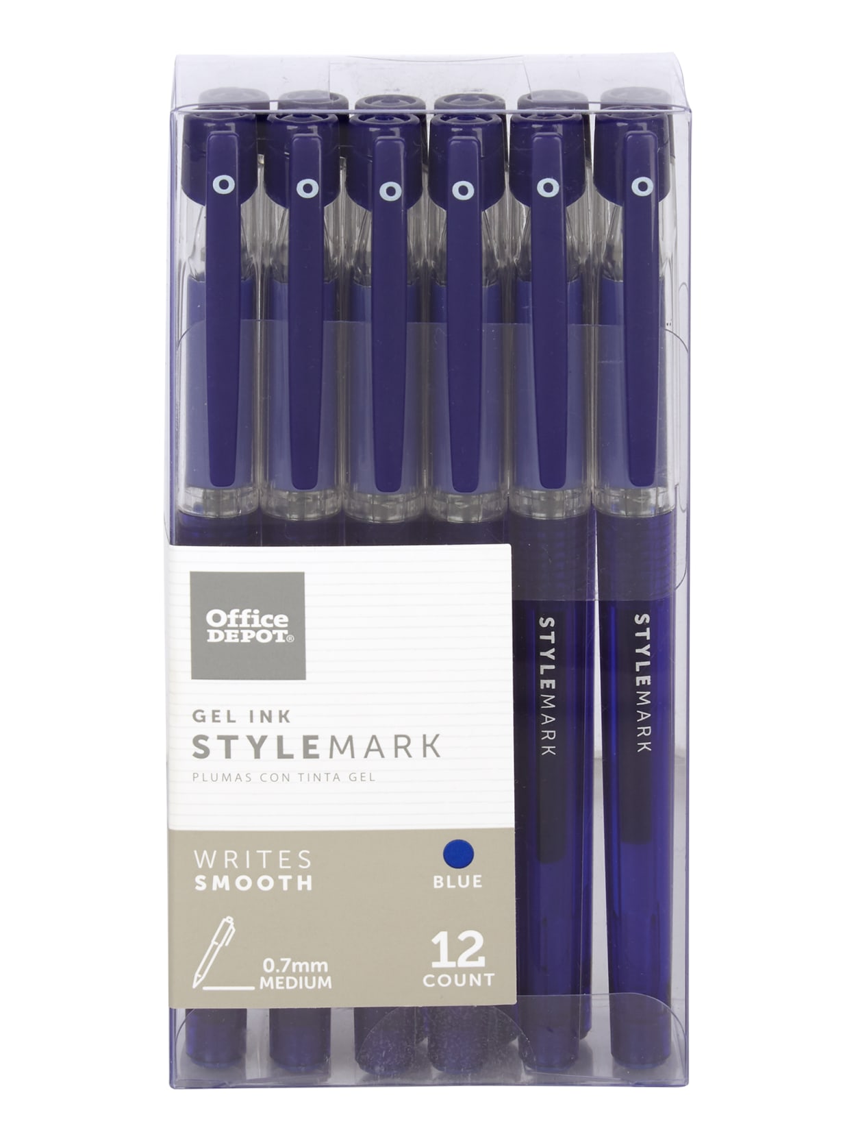 Office Depot Gel Pens With Soft Grips Medium Point 0 7 Mm Blue Barrels Blue Ink Pack Of 12 Office Depot