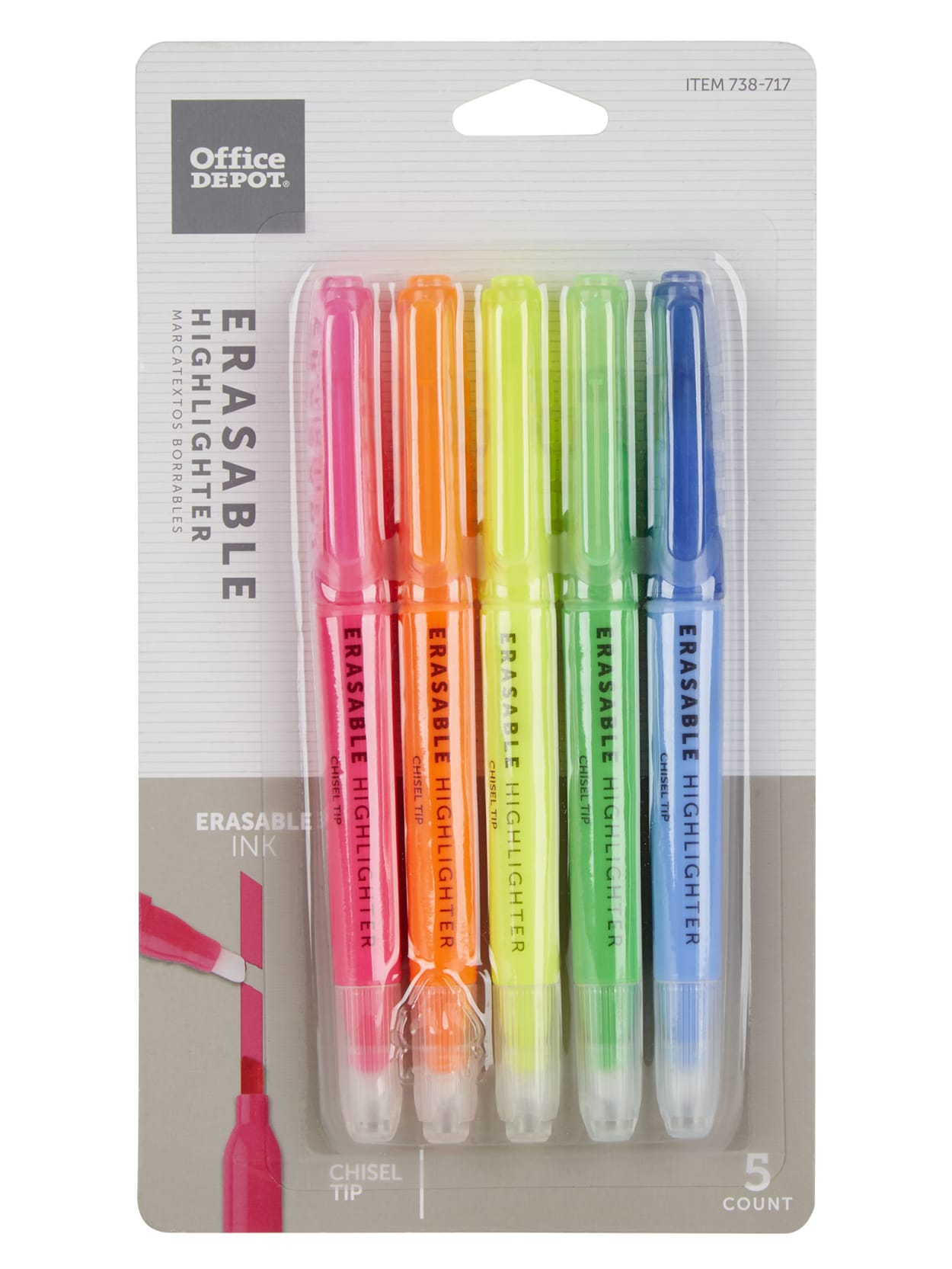 Office Depot Brand Erasable Highlighters With Chisel Tips Assorted Colors Pack Of 5 Office Depot