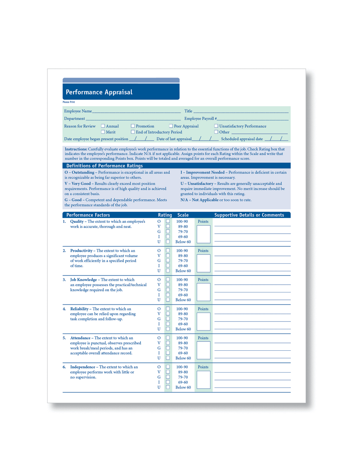 Complyright Performance Appraisal Forms 11 X 17 White Pack Of 50 Office Depot