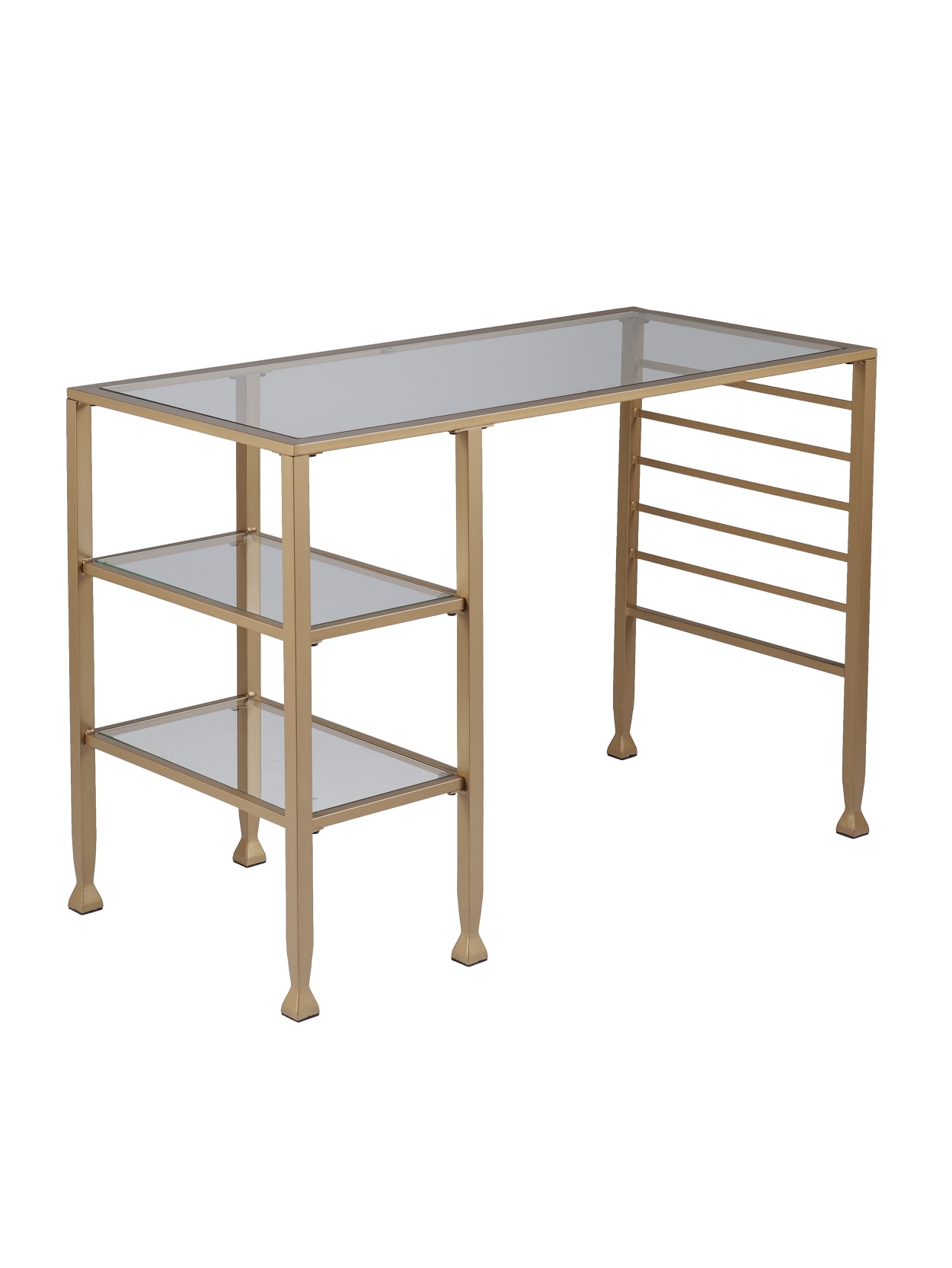 Southern Enterprises Jaymes 2 Shelf Metalglass 43 W Desk Soft Gold Office Depot