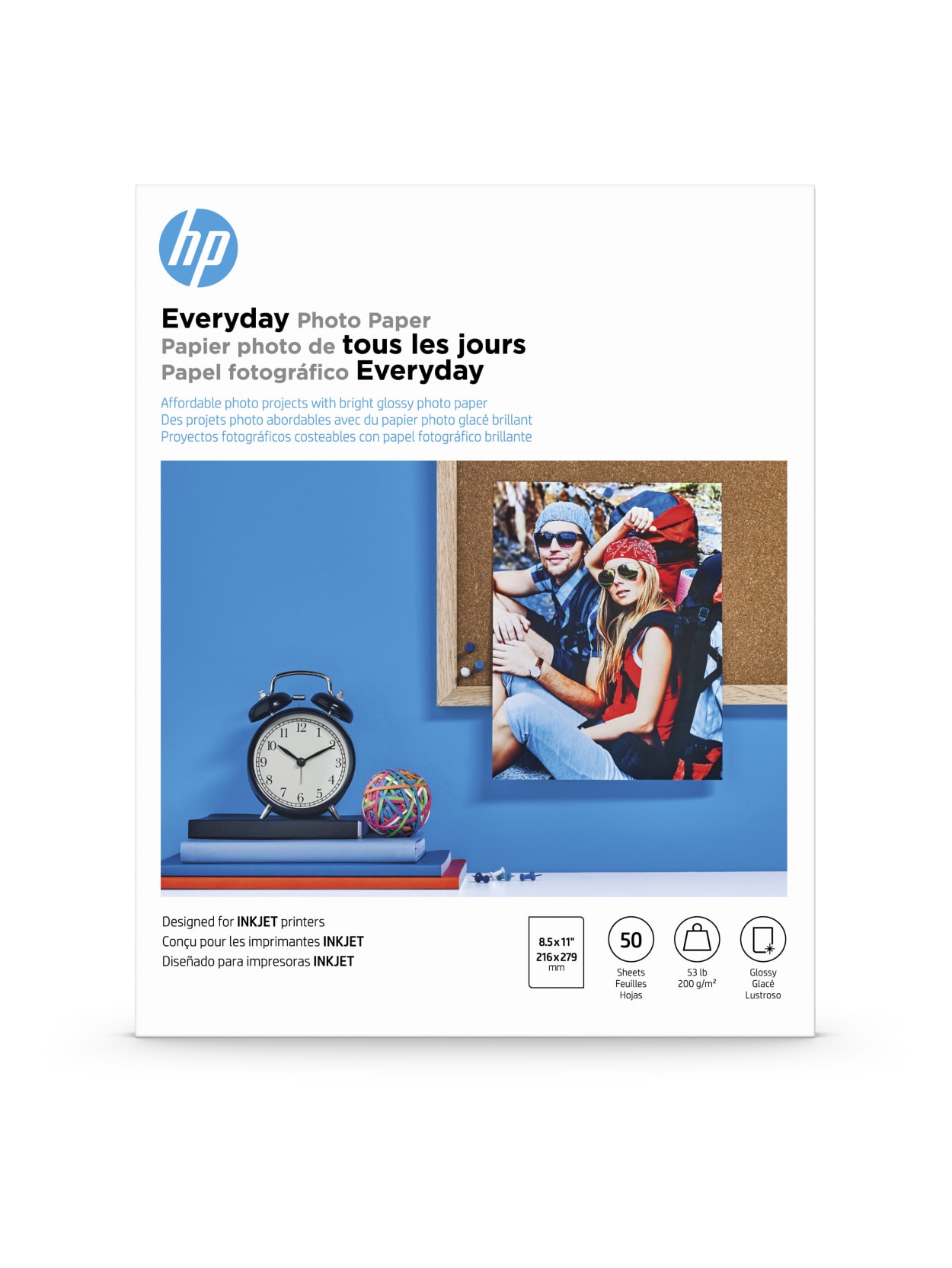 Hp Everyday Photo Paper For Inkjet Printers Glossy Letter Size 8 12 X 11 53 Lb Pack Of 50 Sheets Q8723a Office Depot