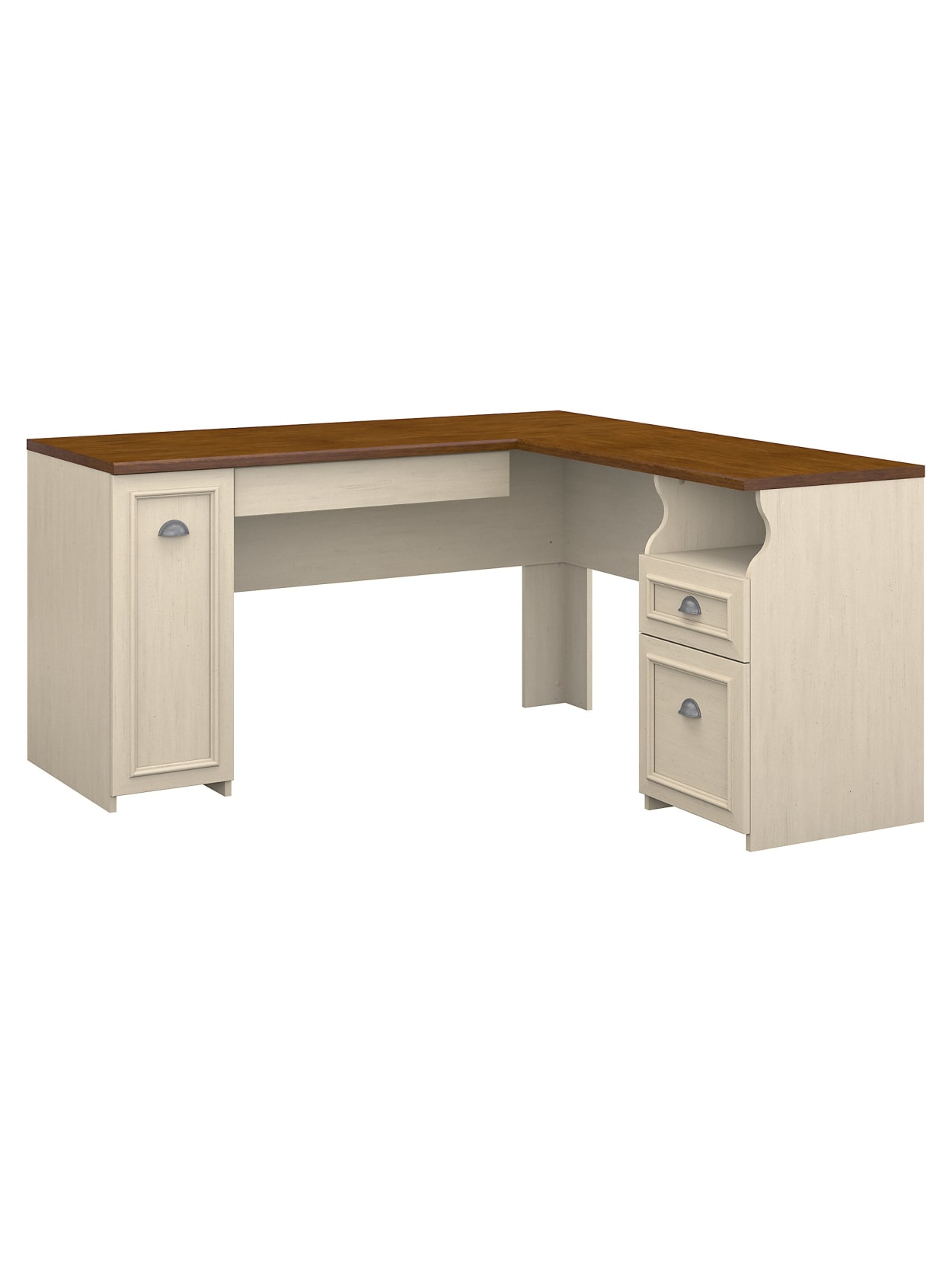 Bush Furniture Fairview L Shaped Desk Antique Whitetea Maple Standard Delivery Office Depot