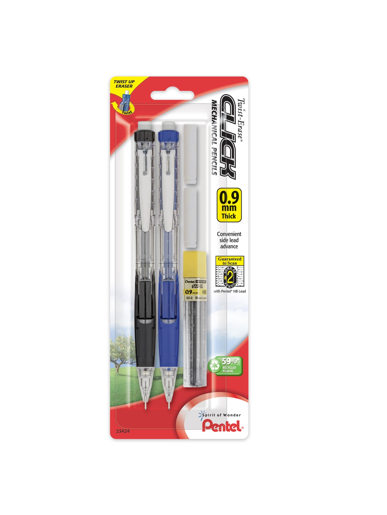Pentel Twist Erase Click Mechanical Pencils 0 9mm Hi Polymer Hb