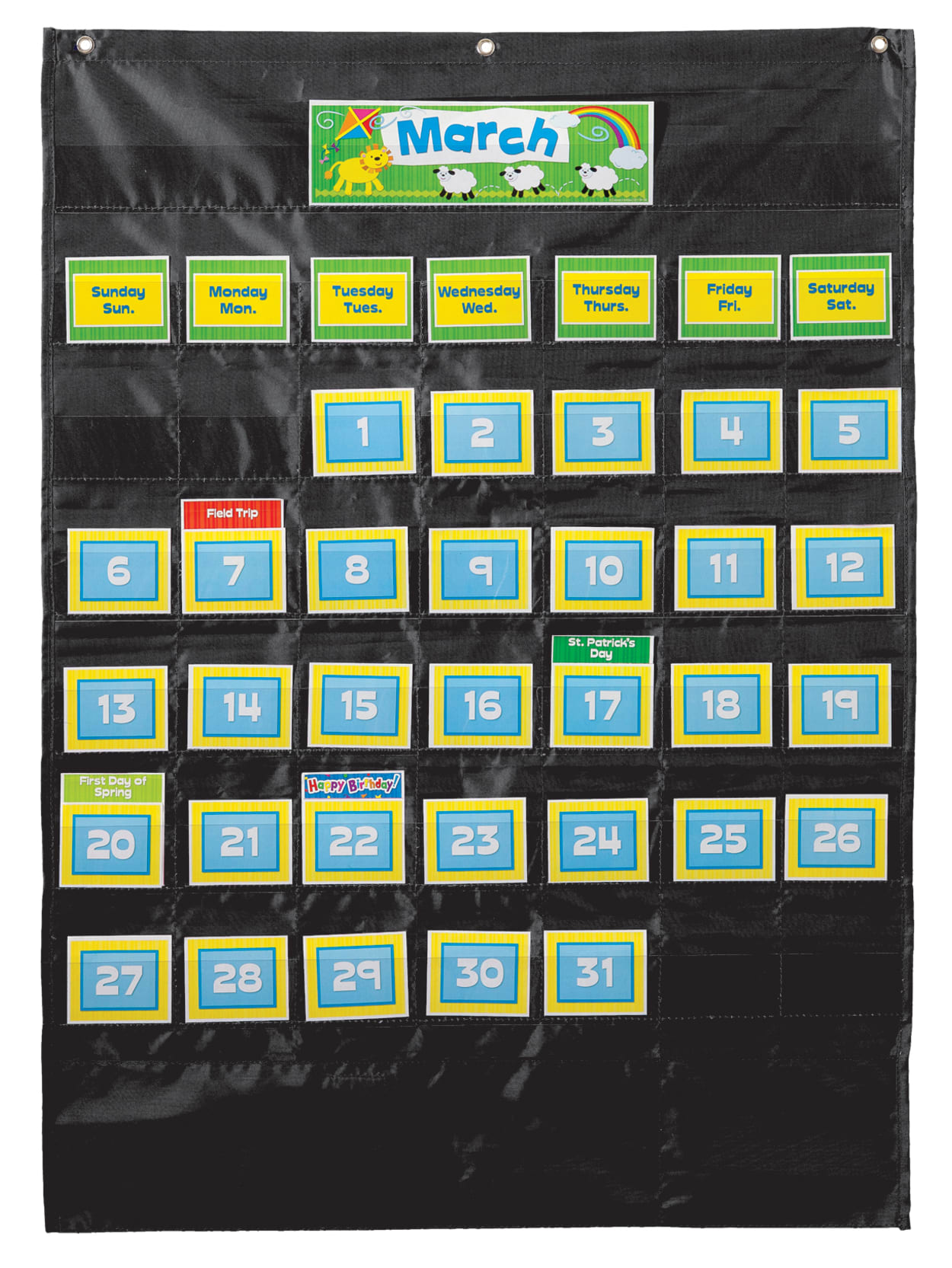 Carson Dellosa Deluxe Calendar Pocket Chart 25 X 35 Black Grades Pre K 8 Office Depot